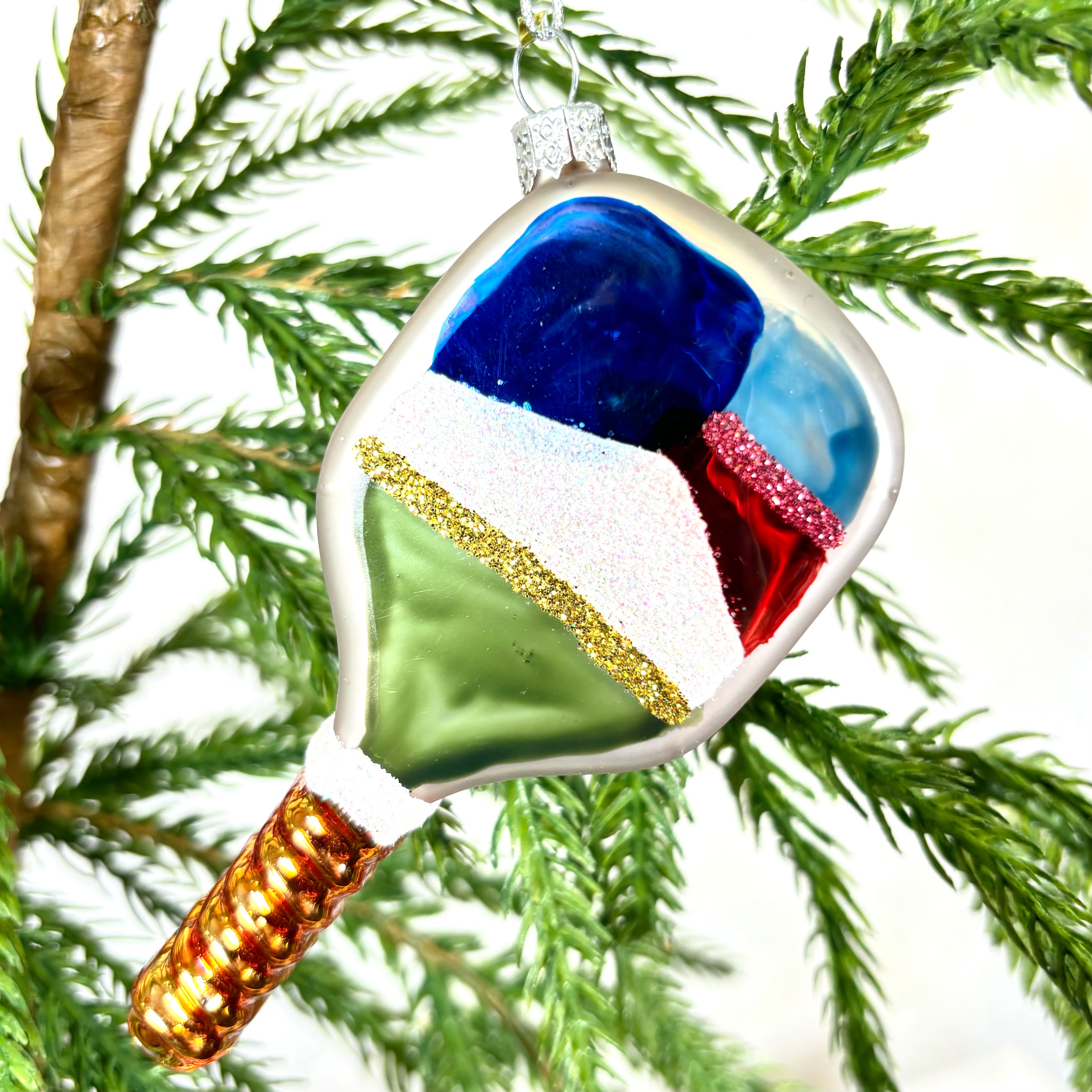 Pickleball Glass Ornament