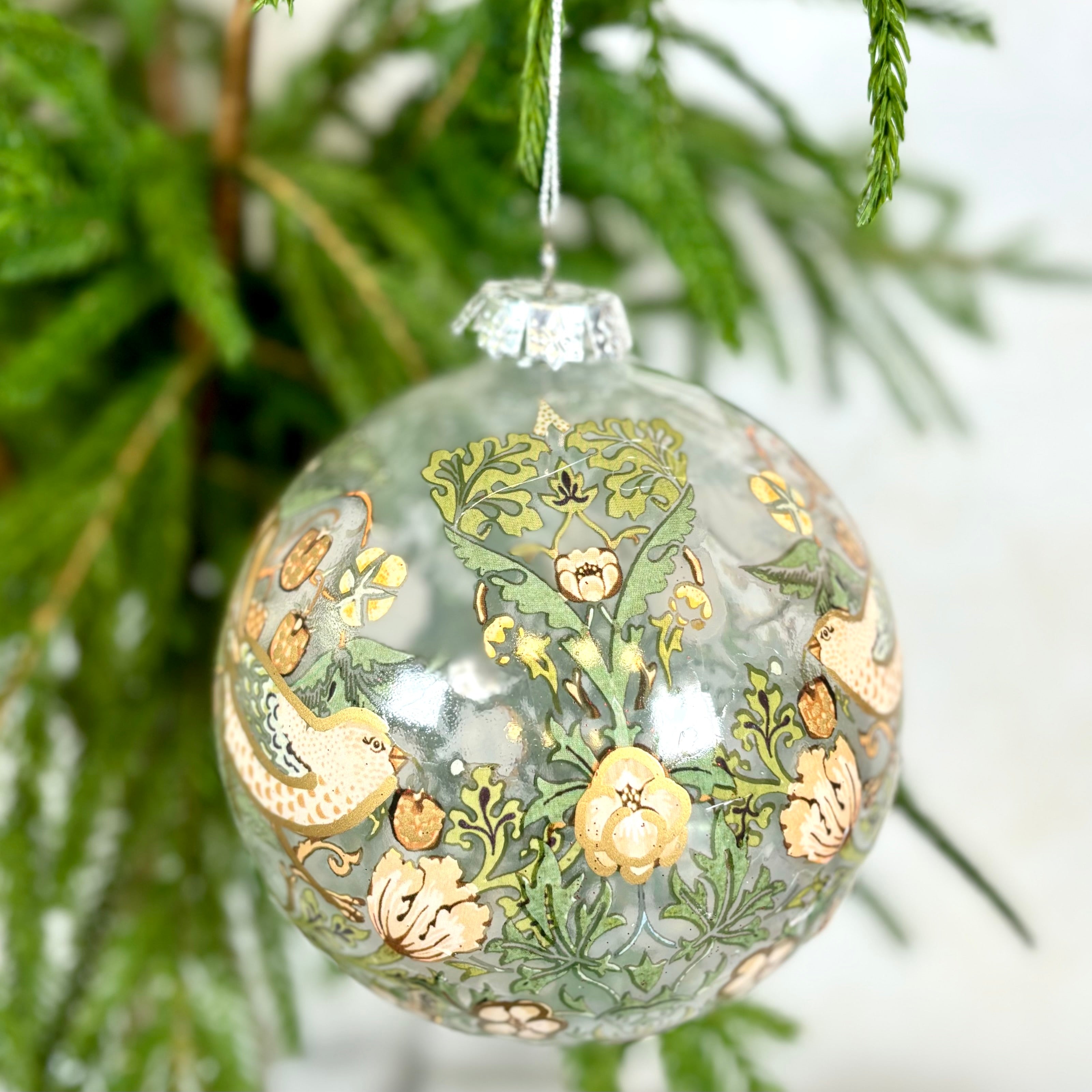 Gold Birds Glass Ball Ornament