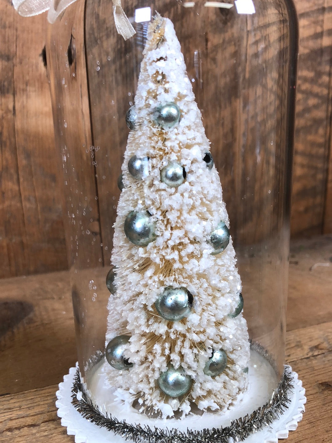 Medium Bottle Brush Tree in Glass Dome Ornament