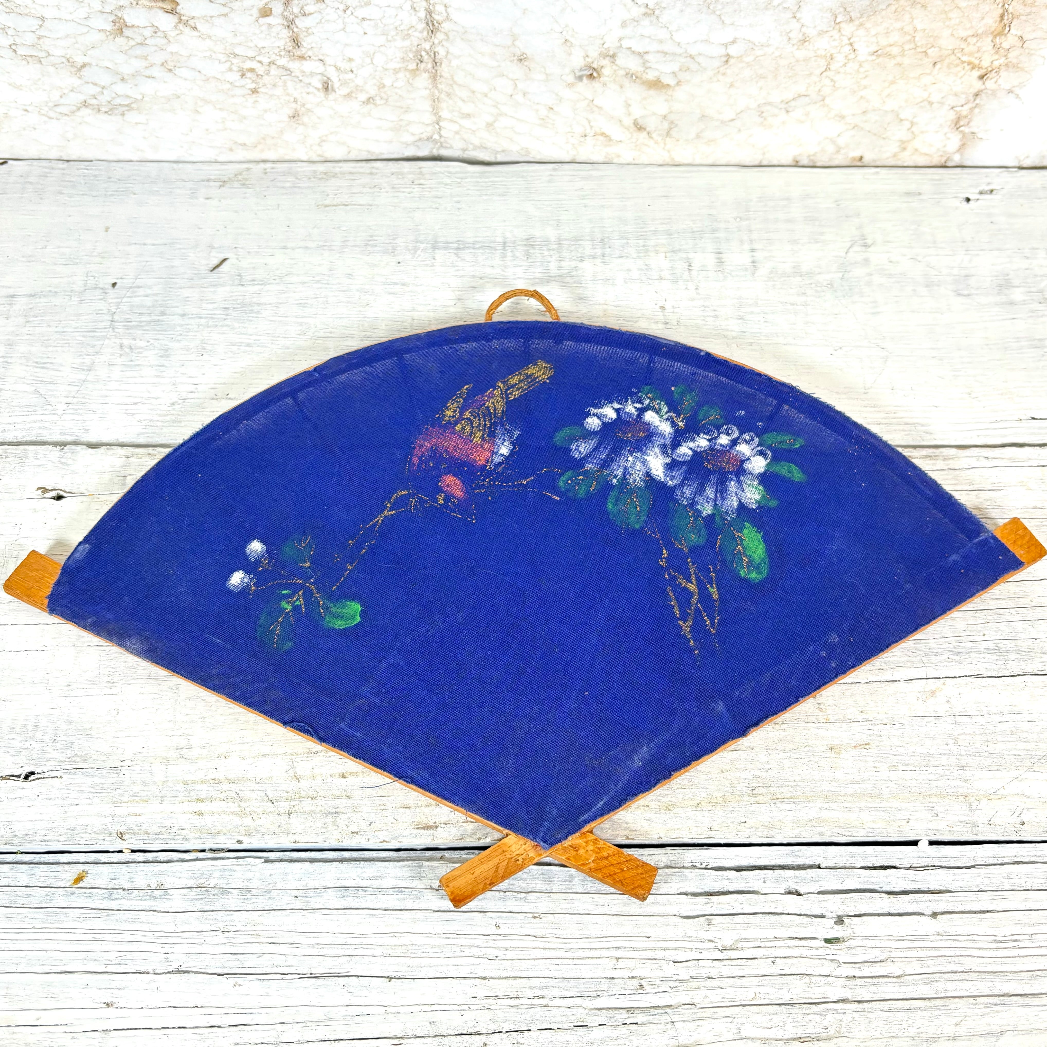 Vintage Painted Royal Blue Fan