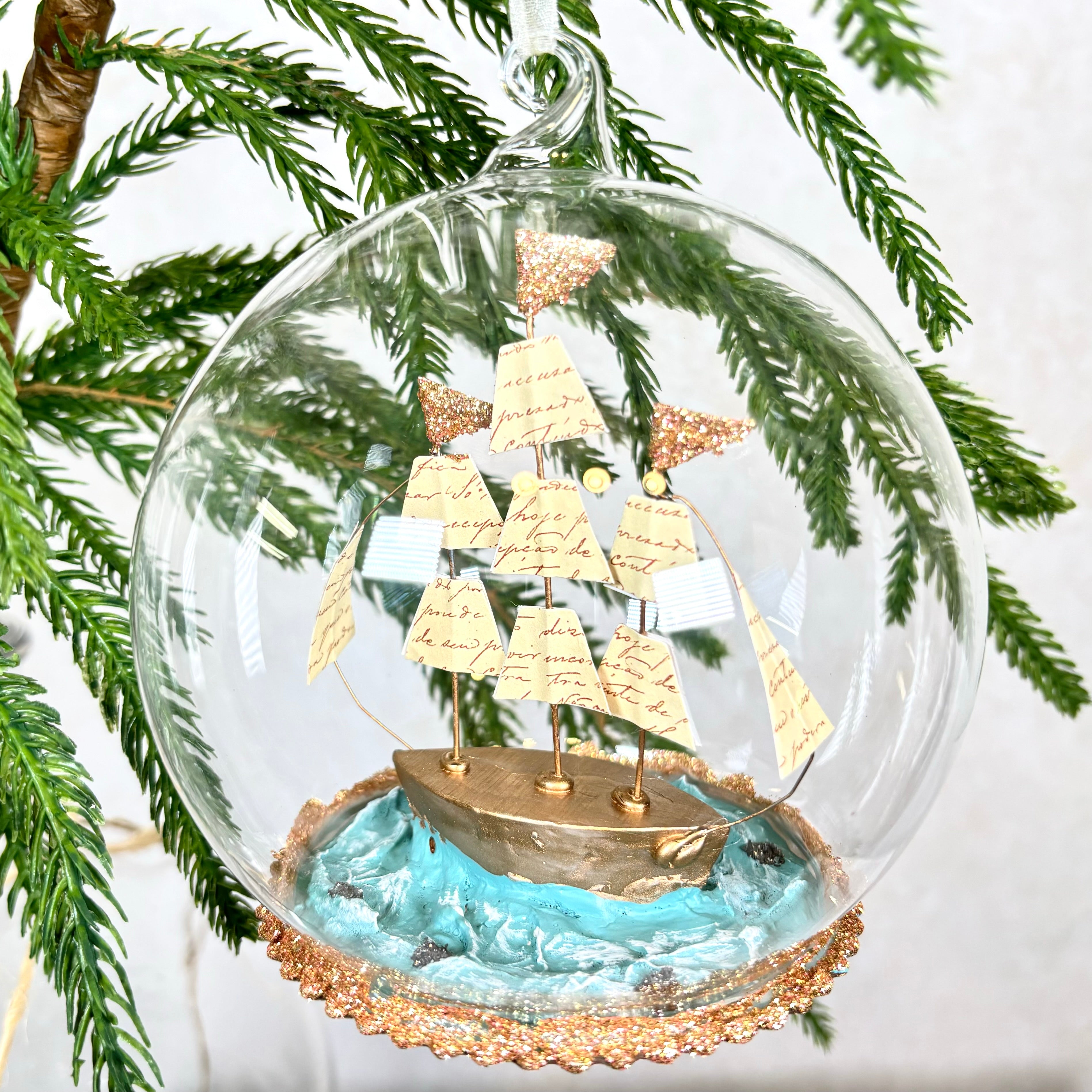 Sailboat Glass Globe Ornament