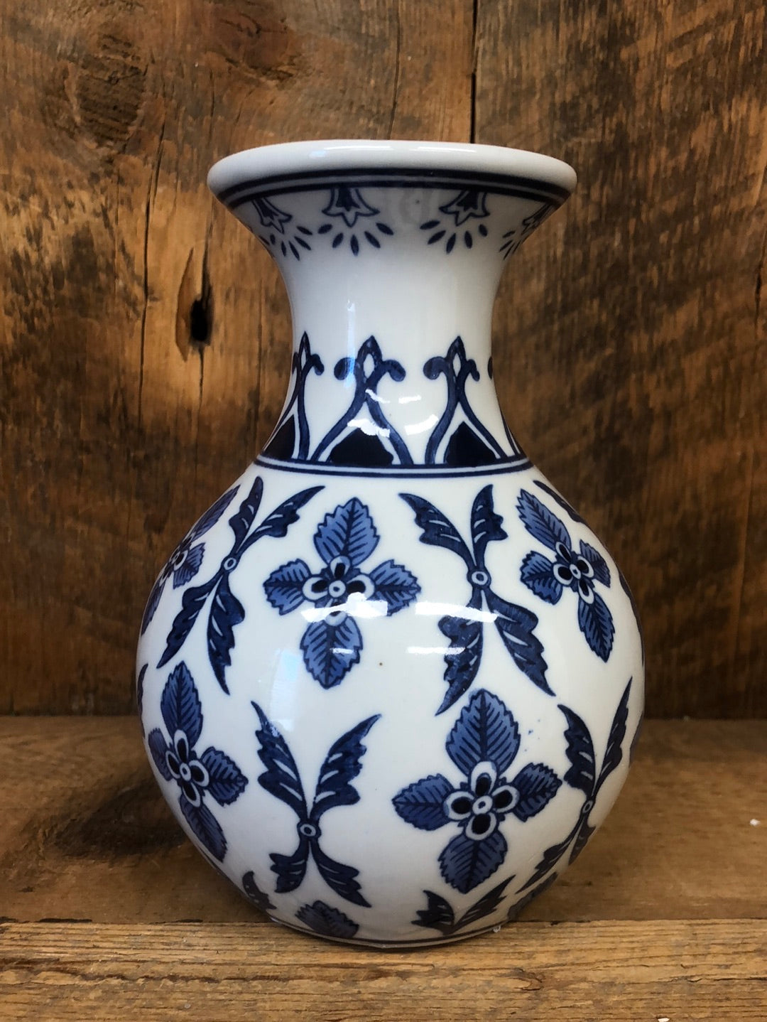 Blue and White Porcelain Bud Vase Medium