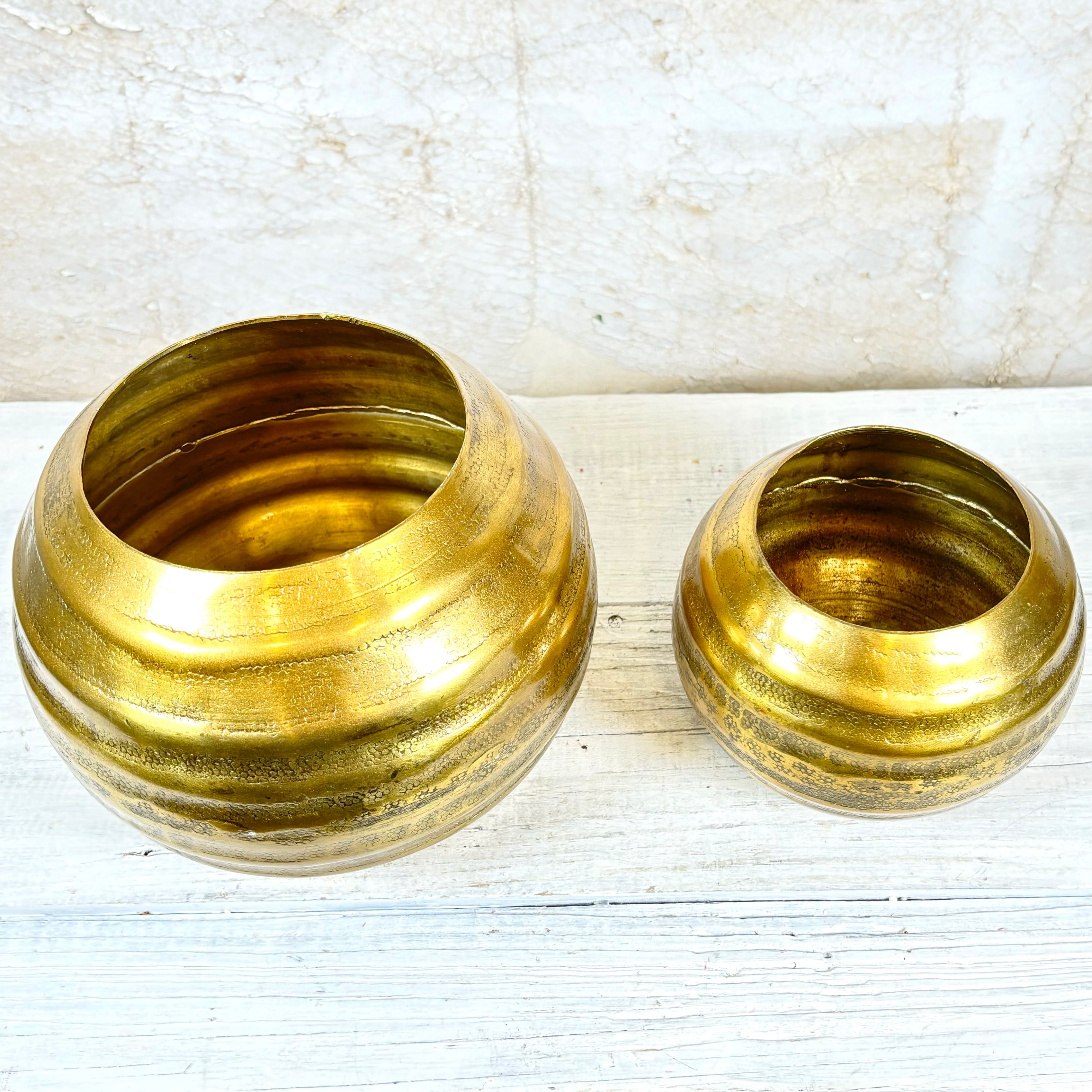 Aluminum Gold Grooved Bowl Small