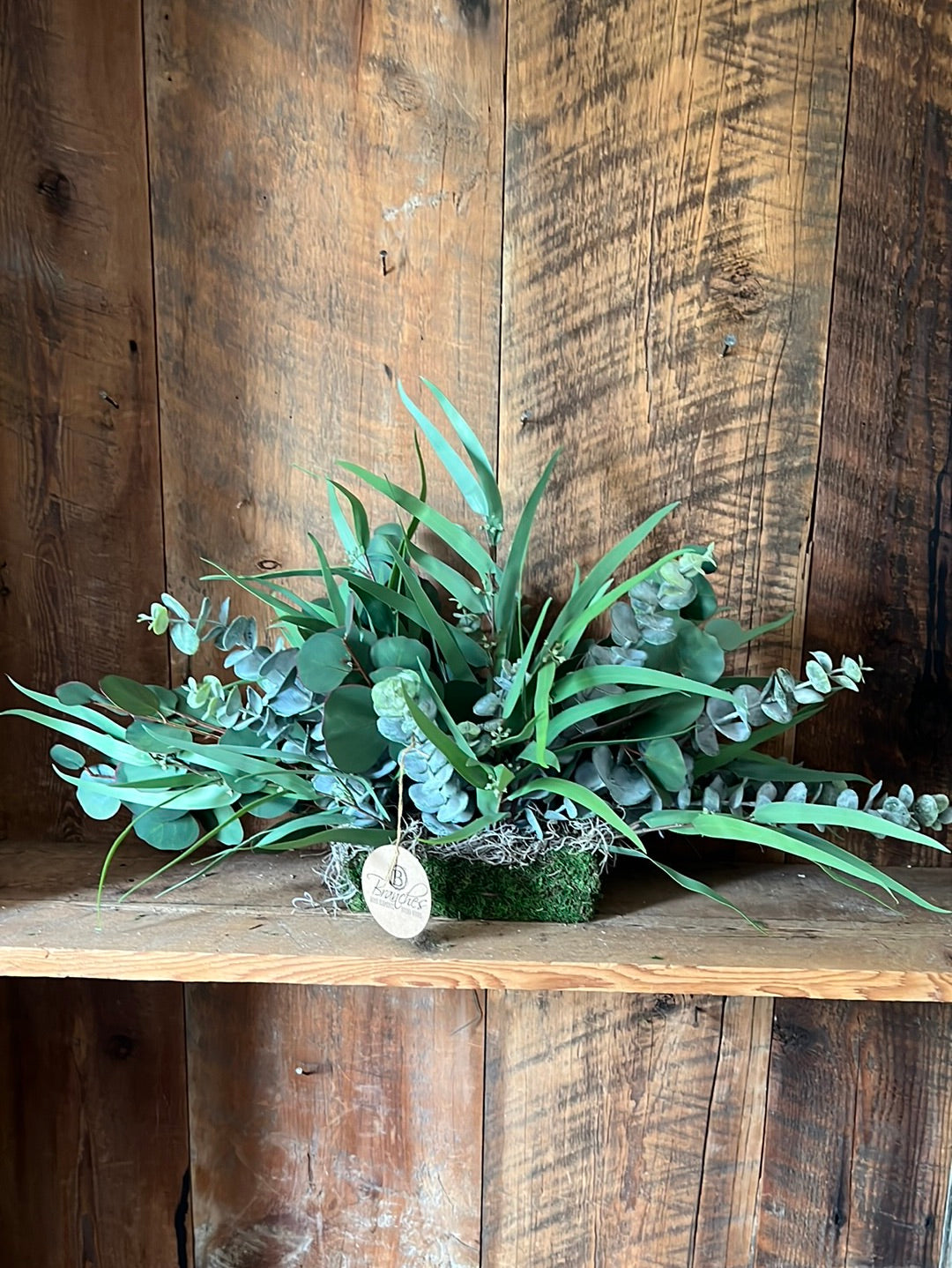 Faux Real Eucalyptus Blend Elongated Centerpiece Drop In