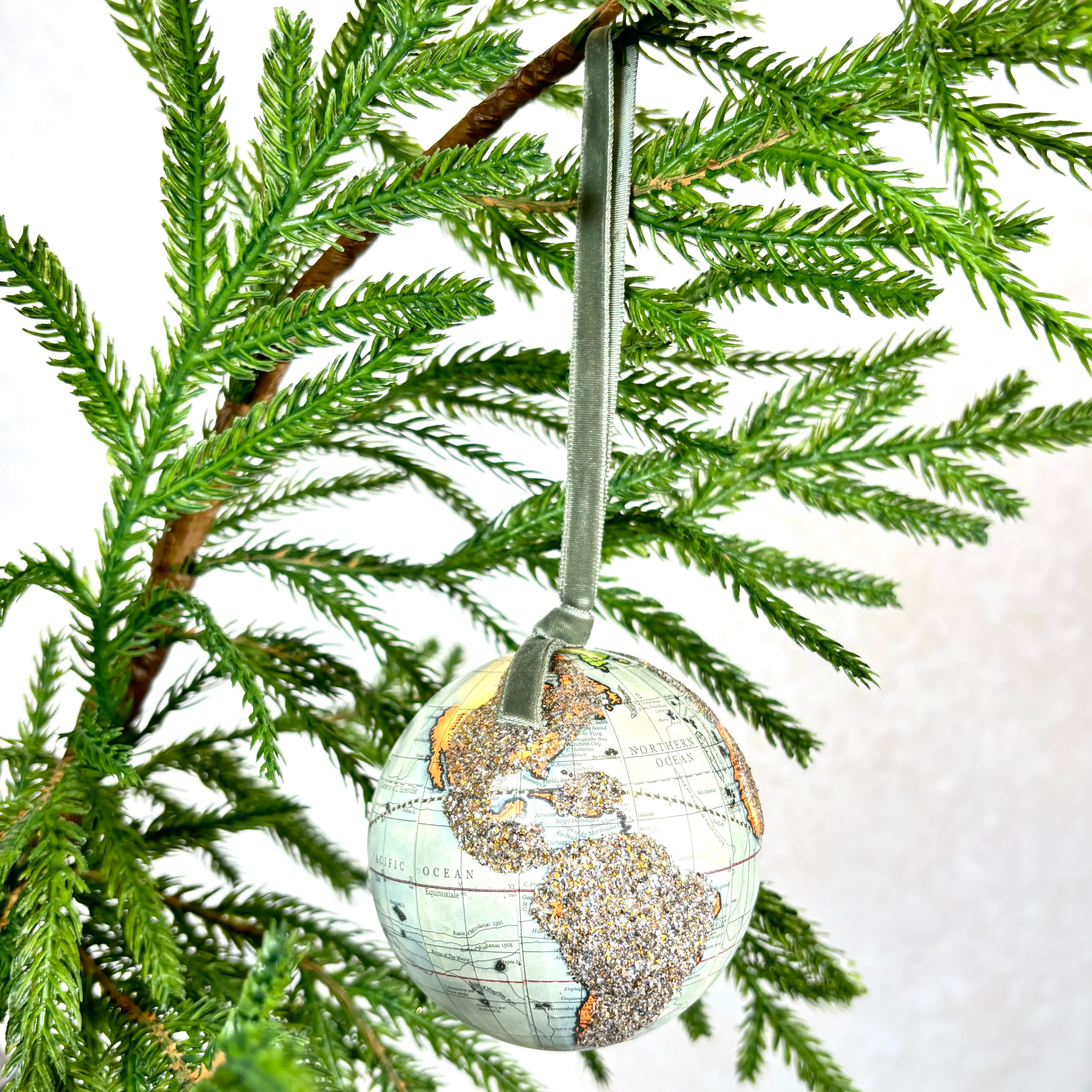 Glittered Globe Plastic Ornament