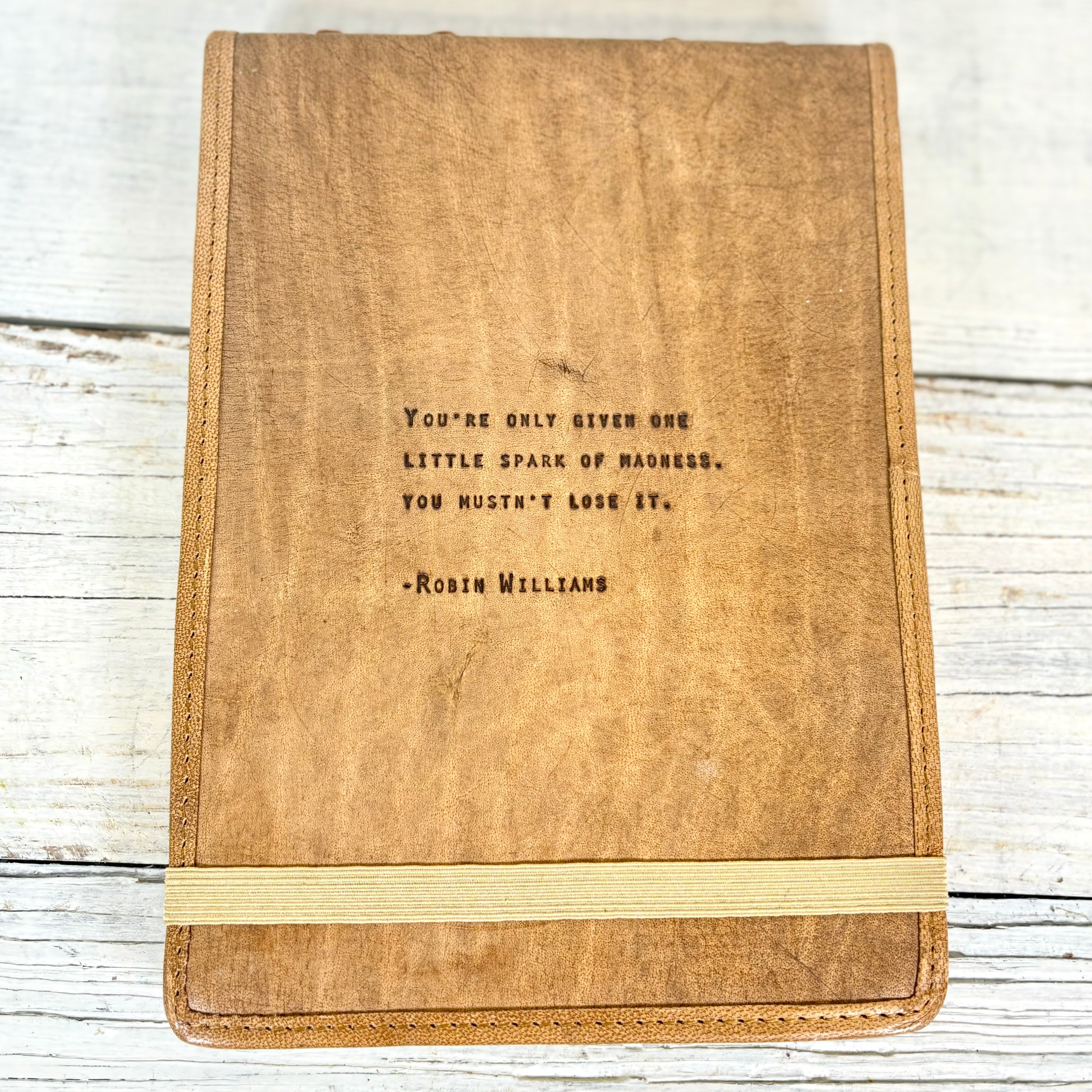 Large Robin Williams Hand-Stamped Leather Journal