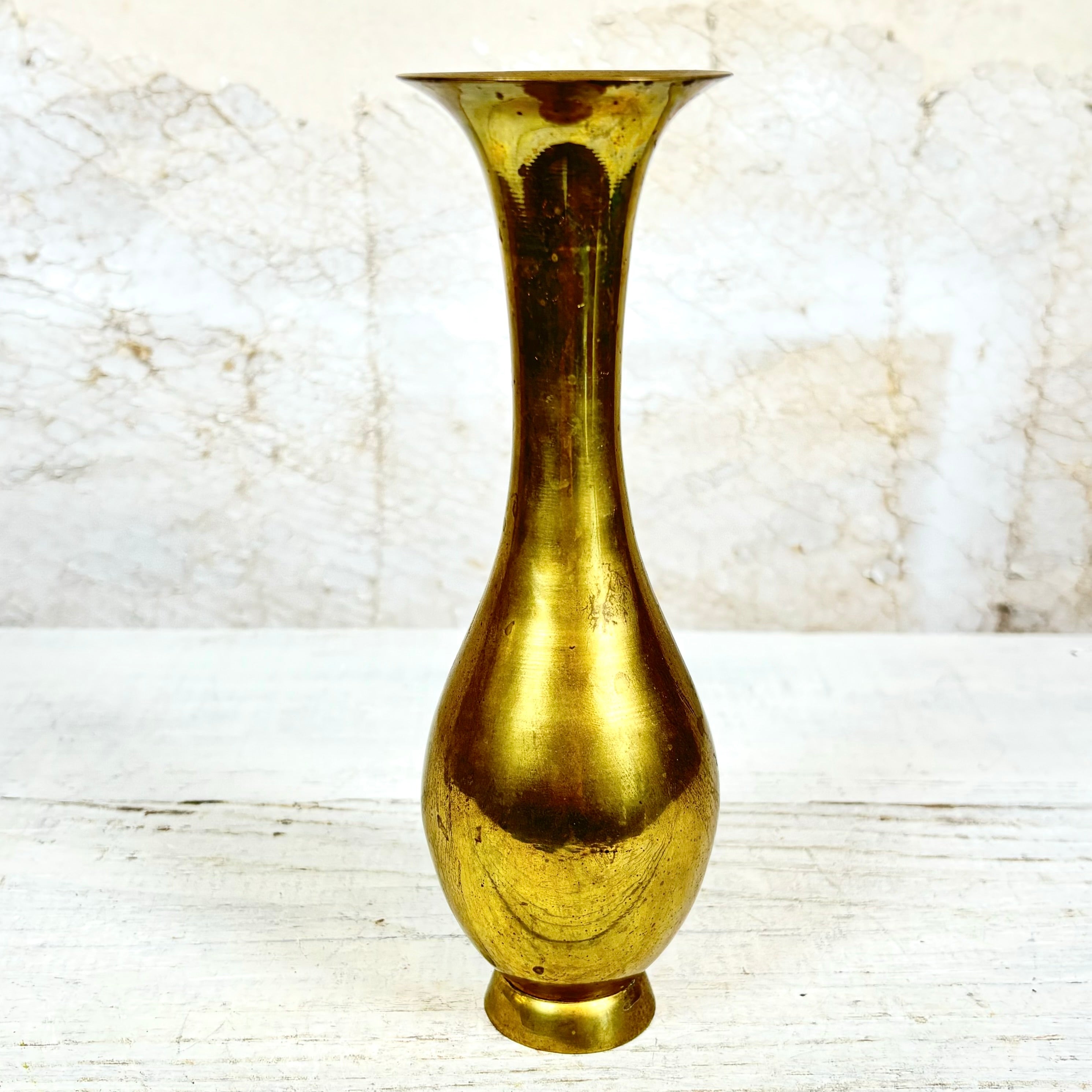 Antique Small Brass Vase with Patina