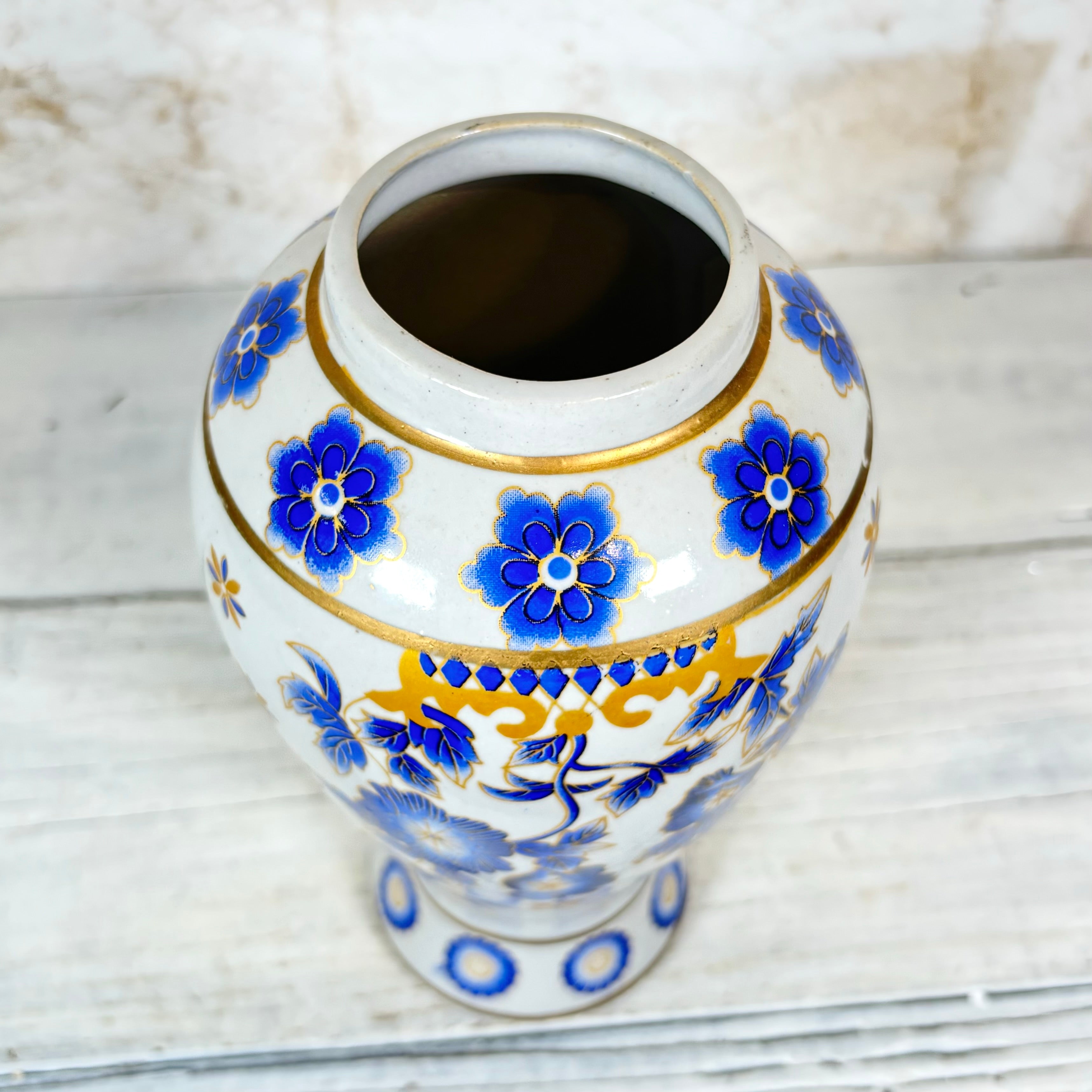 Vintage Blue and Gold Chinese Vase