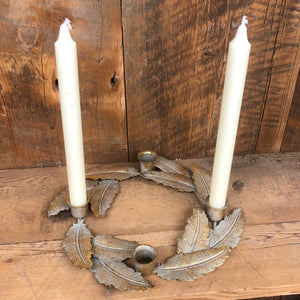 Gold Metal Feathers Candle Ring