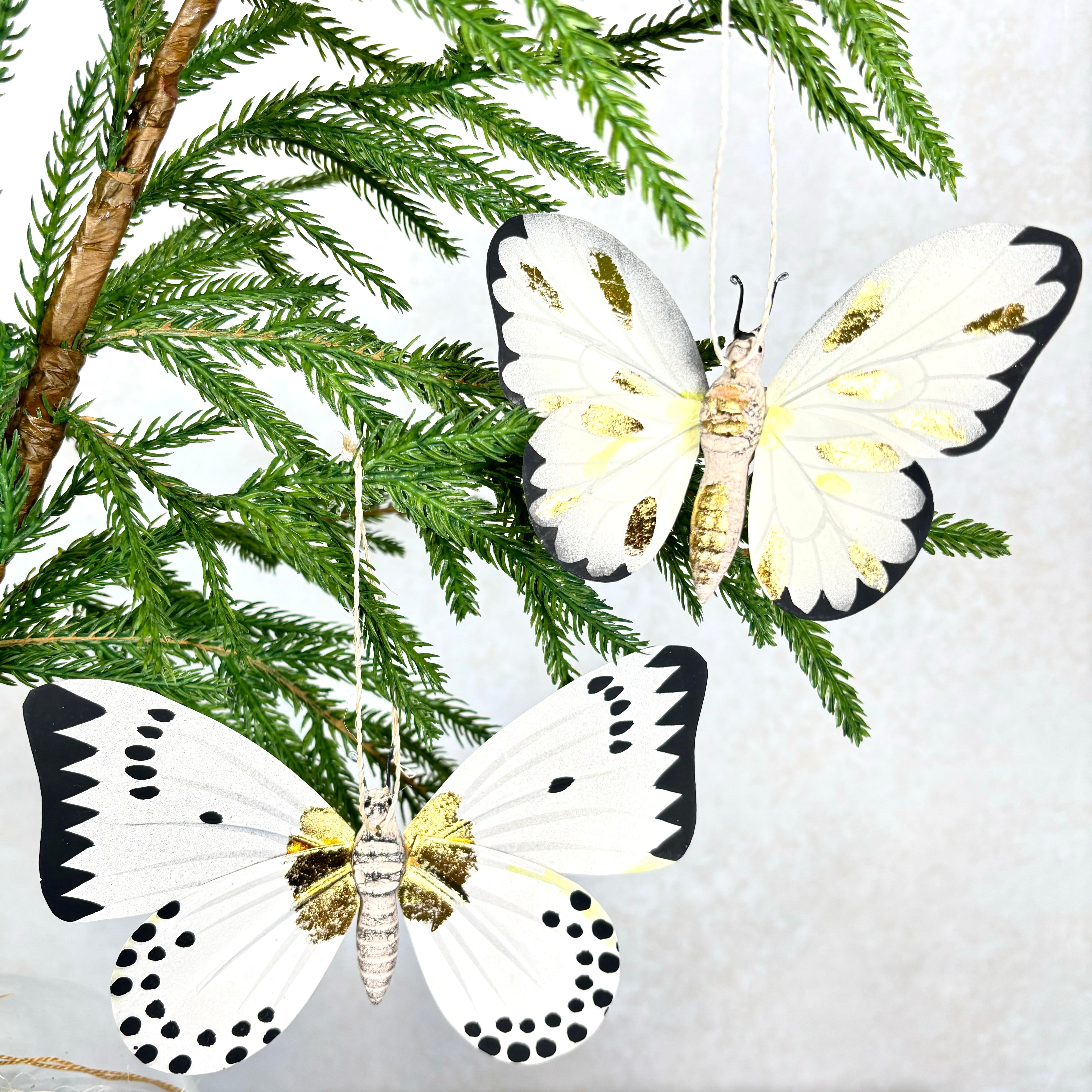 Moth with Gold Markings Paper Mache Ornament