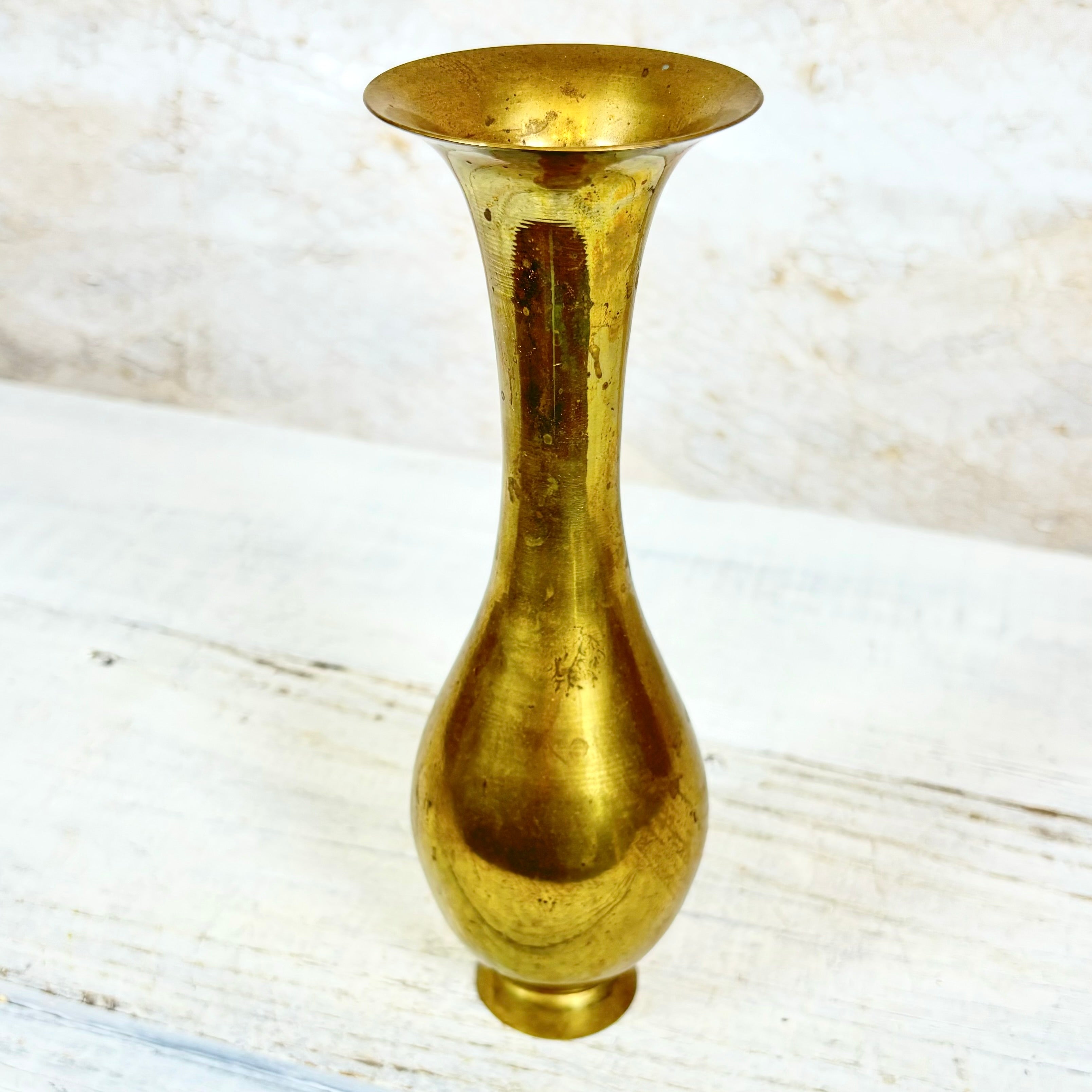 Antique Small Brass Vase with Patina