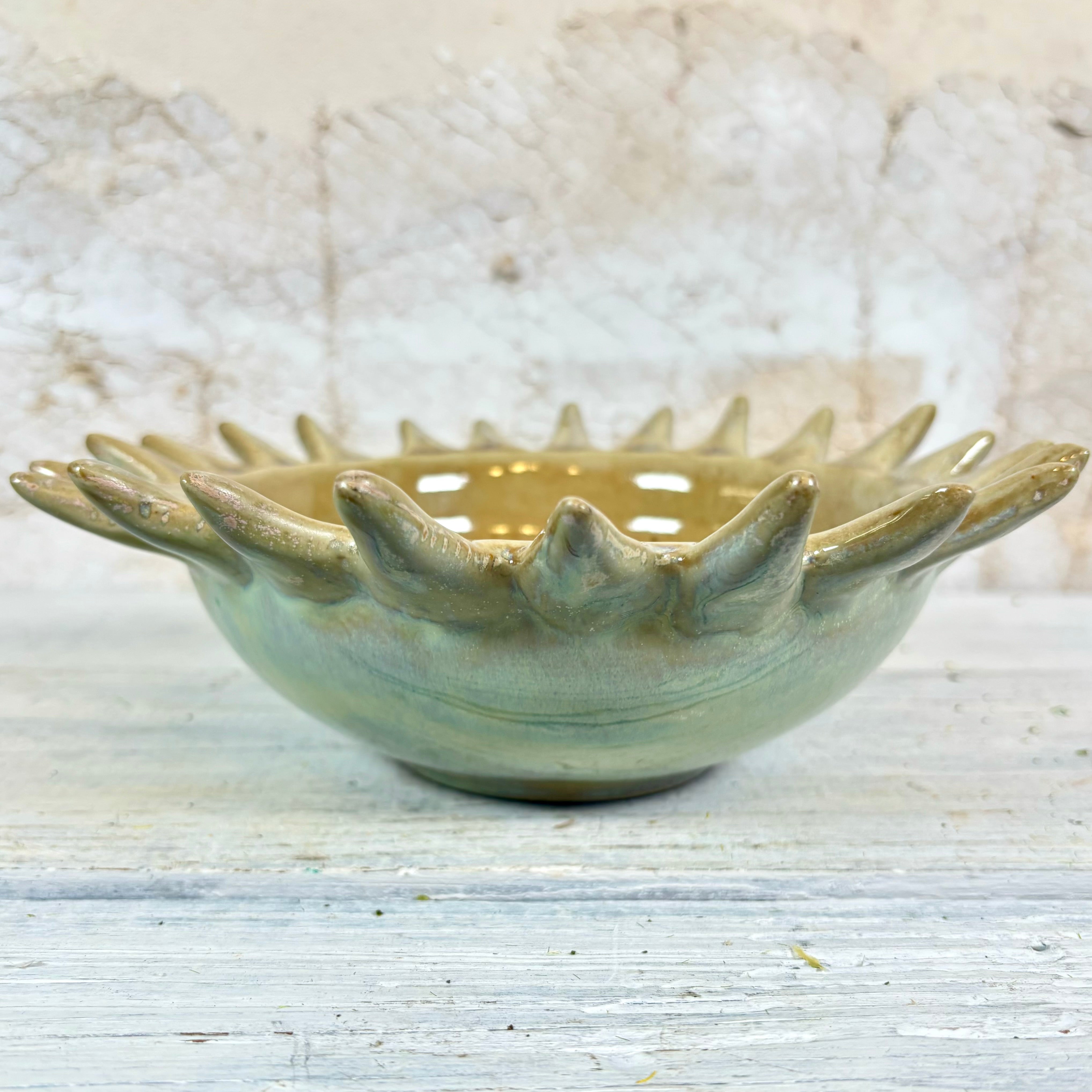 Stoneware Glazed Sunburst Shaped Serving Bowl
