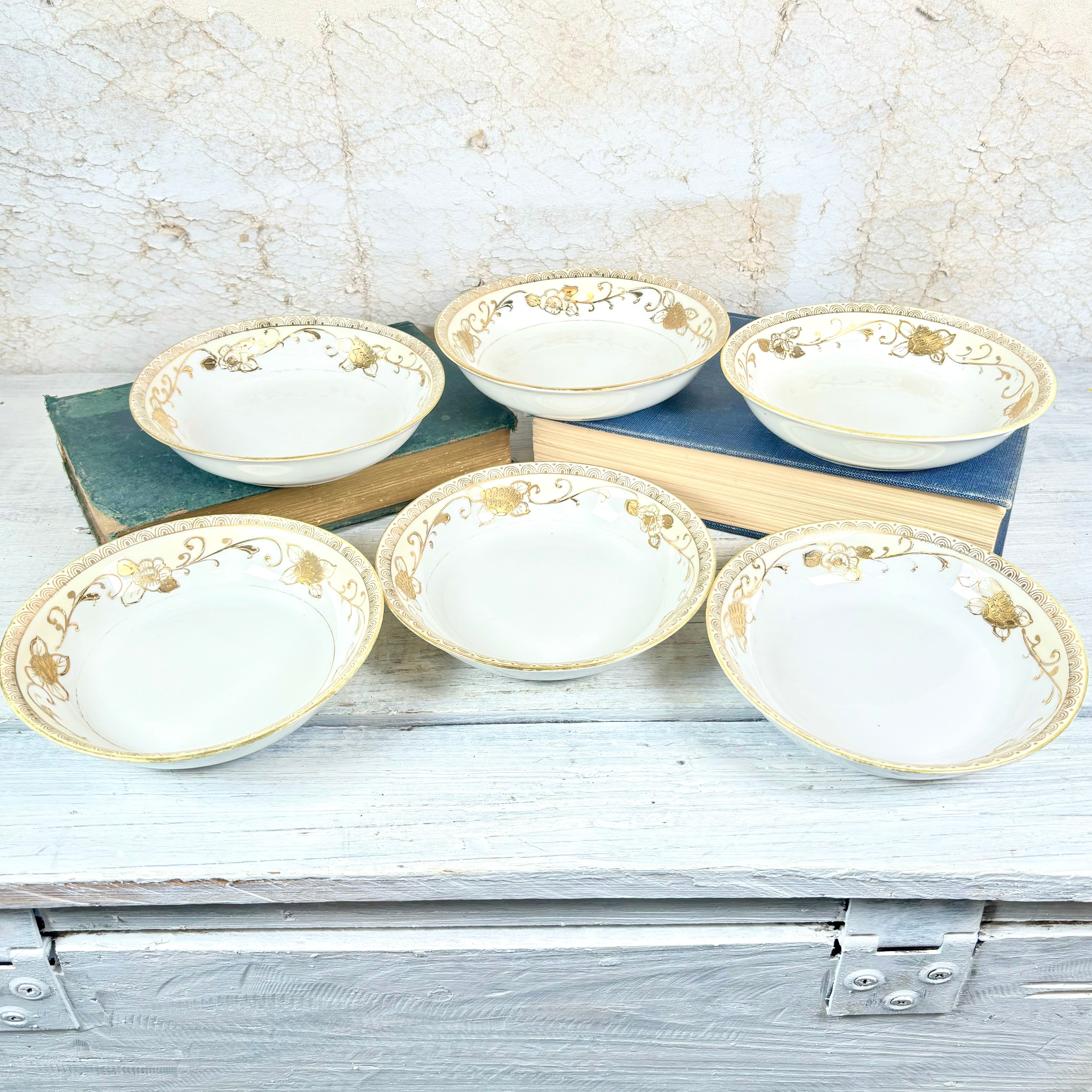 Antique Nippon Dessert Dishes Set of Six