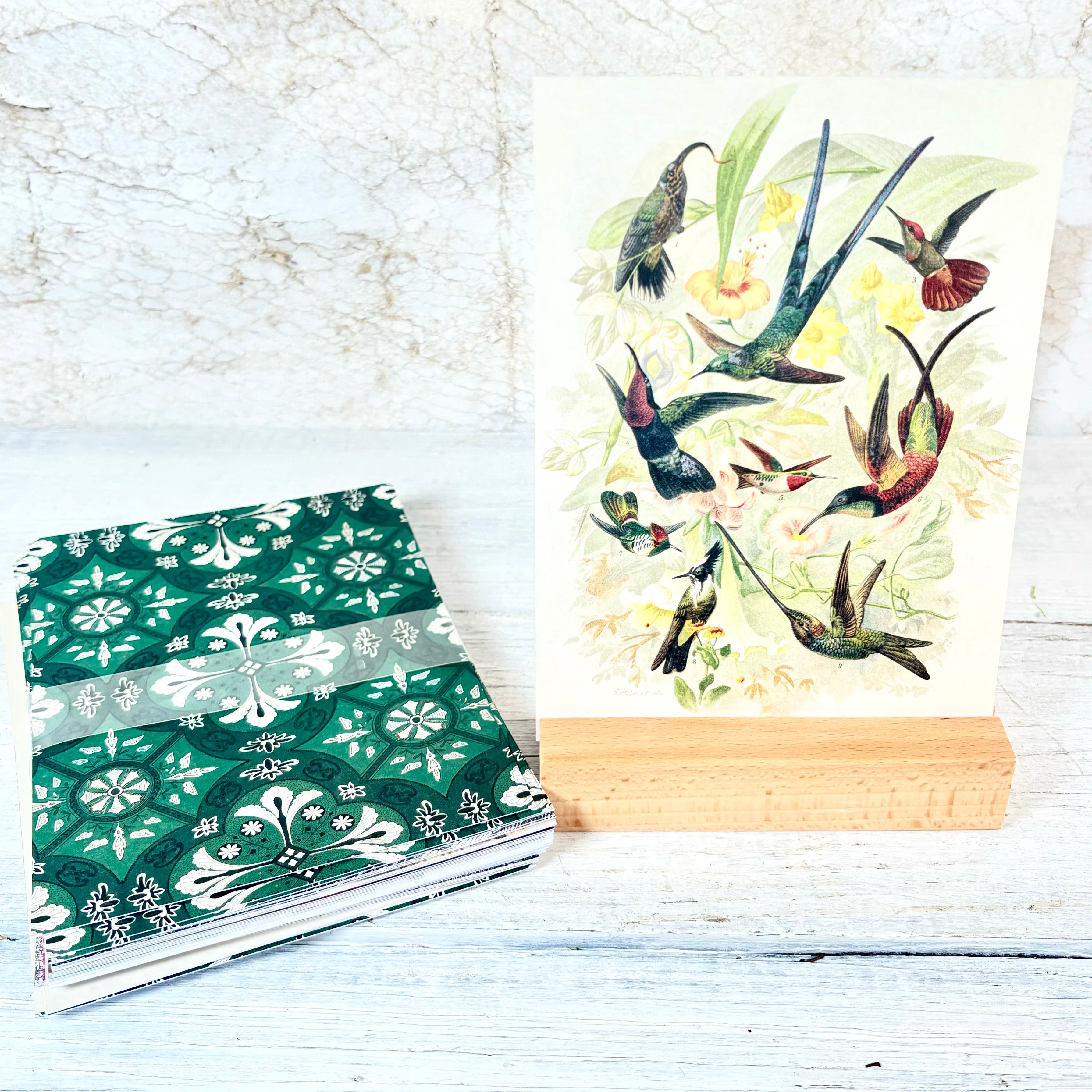 Memento Postcards Art Set with Wood Block Stand