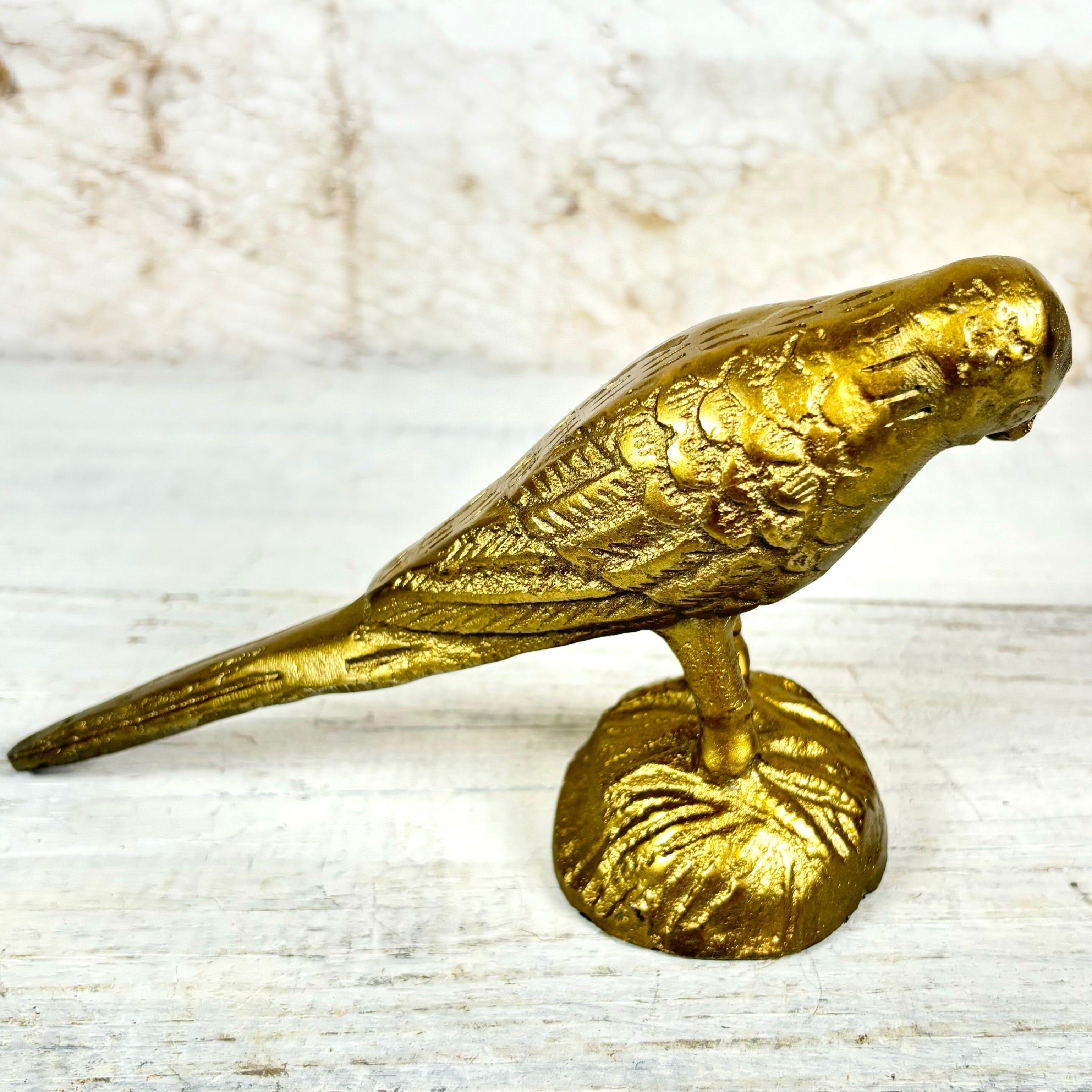 Cast Aluminum Antiqued Gold Finish Bird