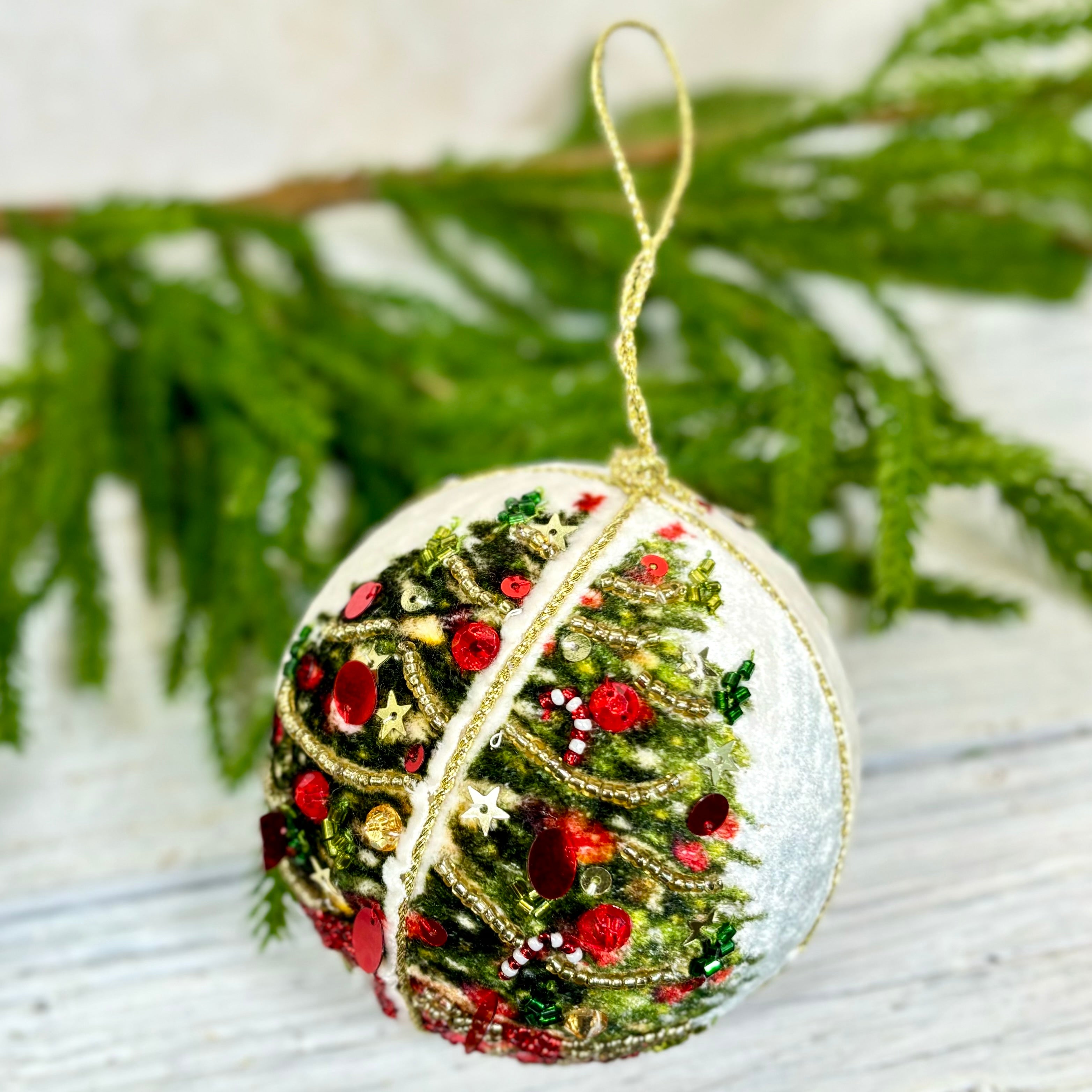 Botanical Tree Jewel Ball Ornament