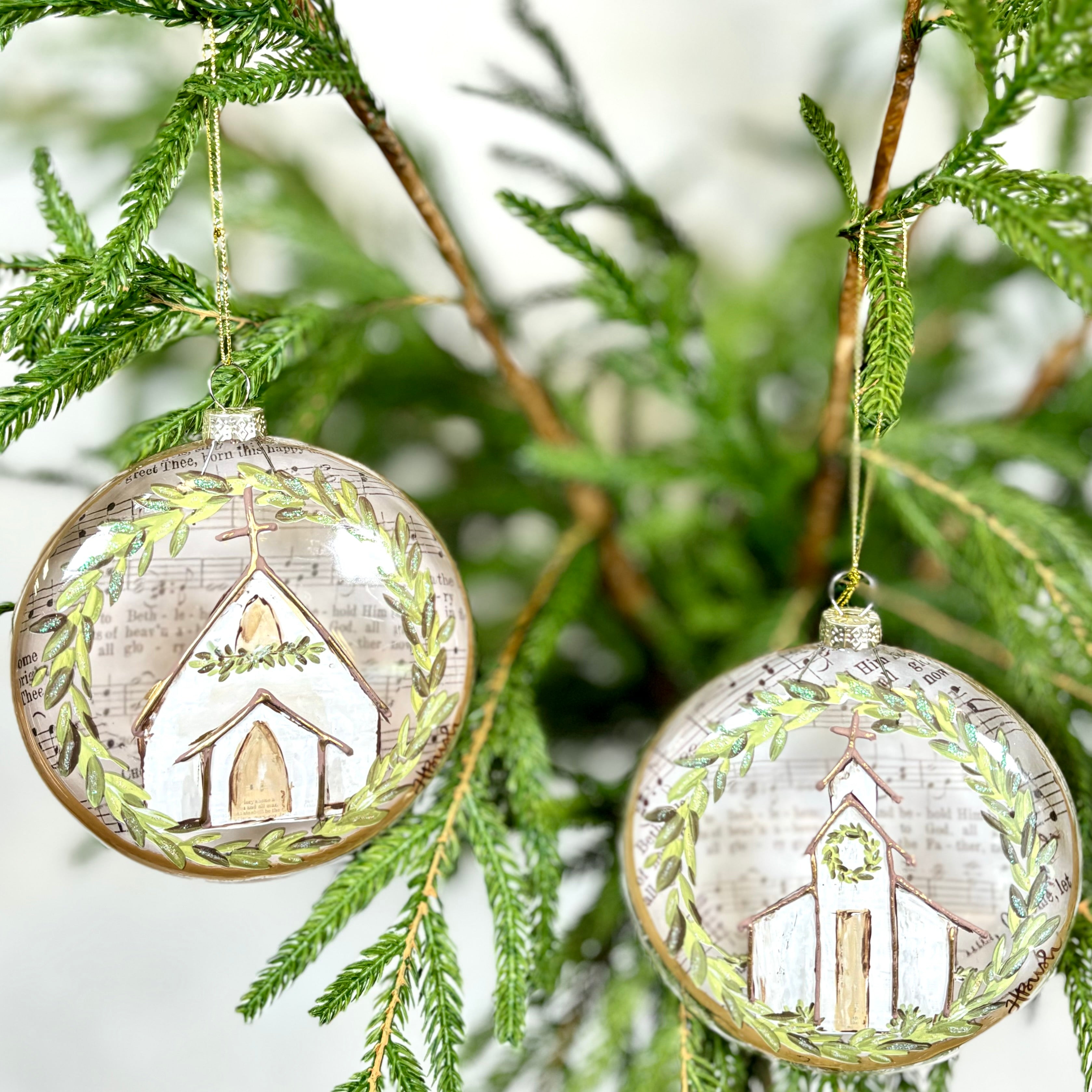 Music Sheet Church Glass Disc Ornament