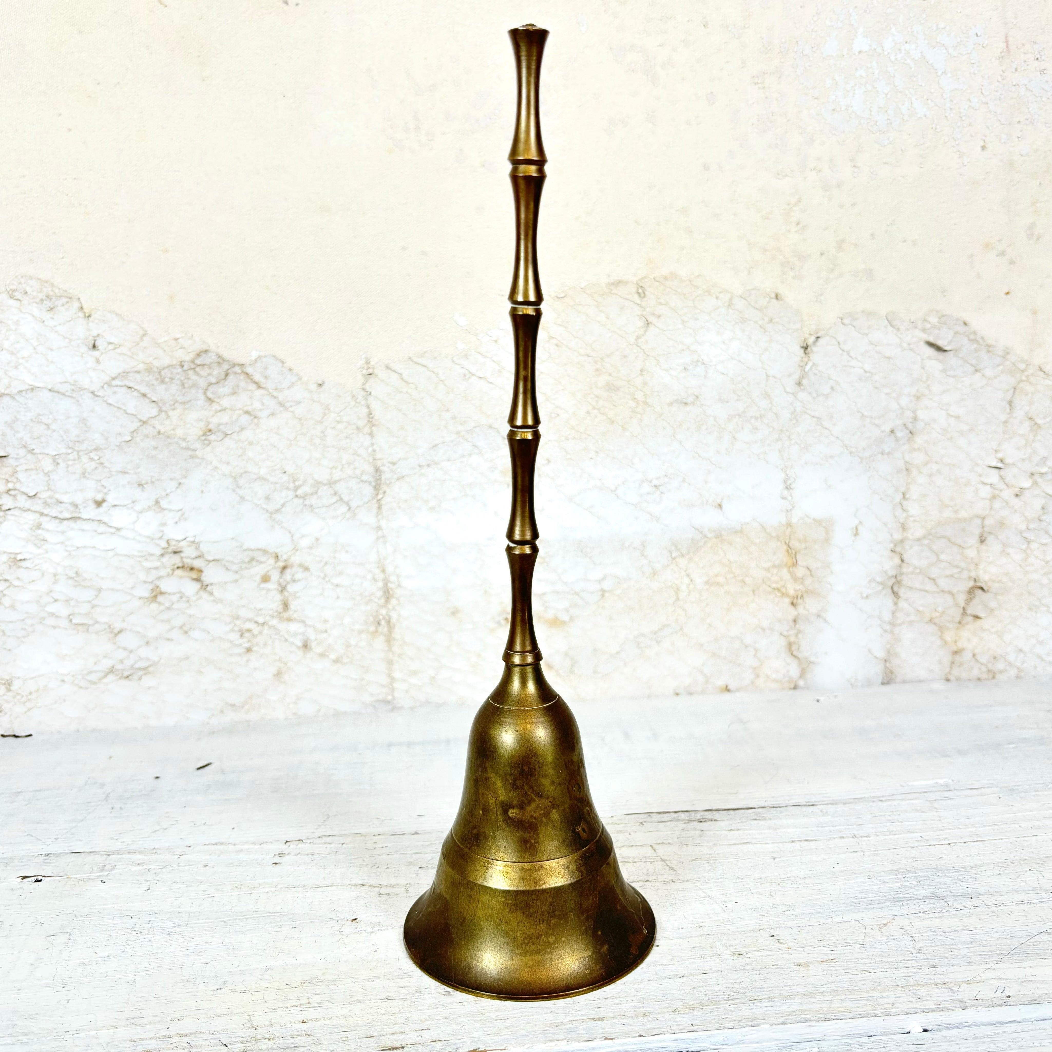 Mid Century Modern Brass Bamboo Handle Dinner Bell