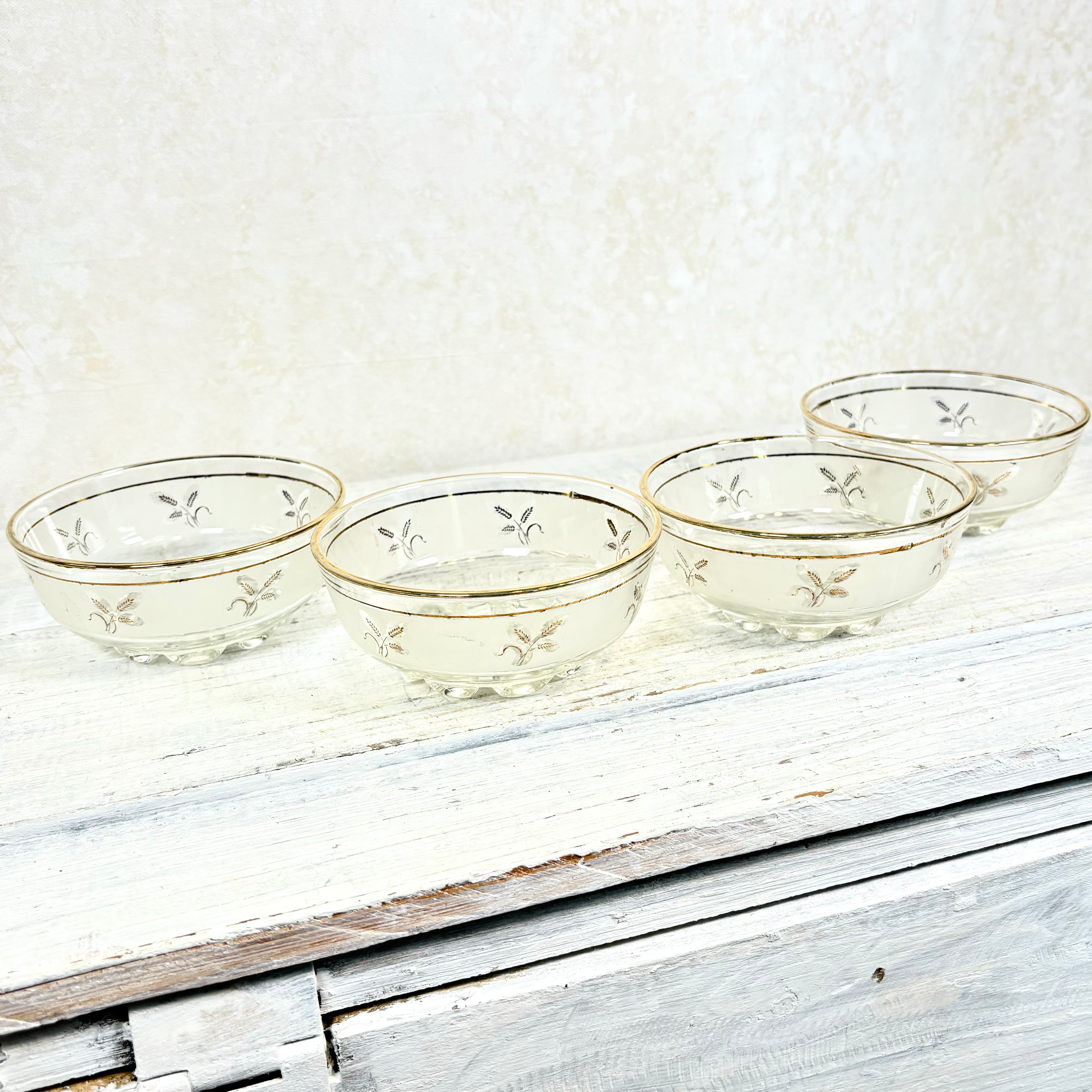 Vintage Glass Dessert Bowls Set of Four