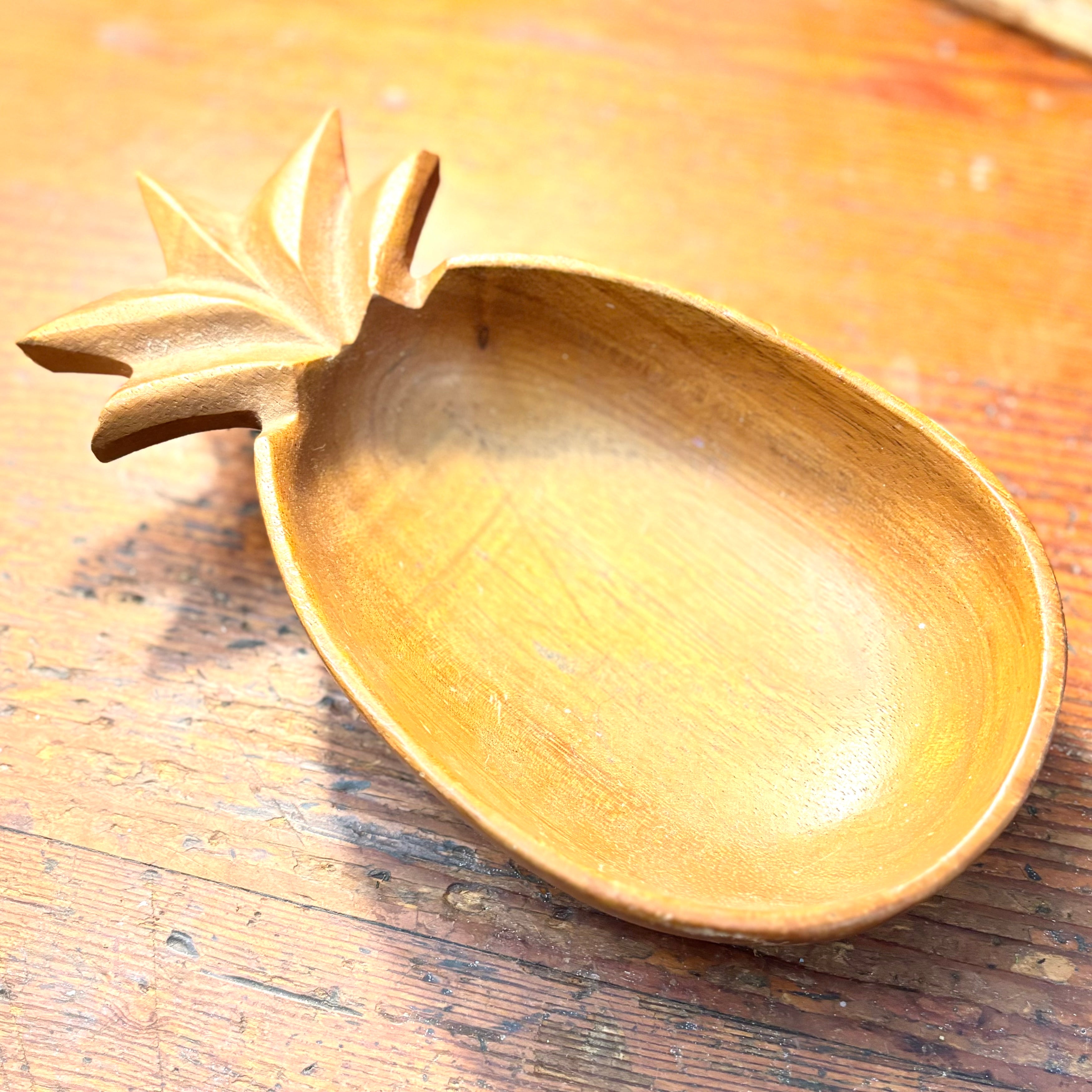 Vintage Monkey Pod Wooden Pineapple Bowl