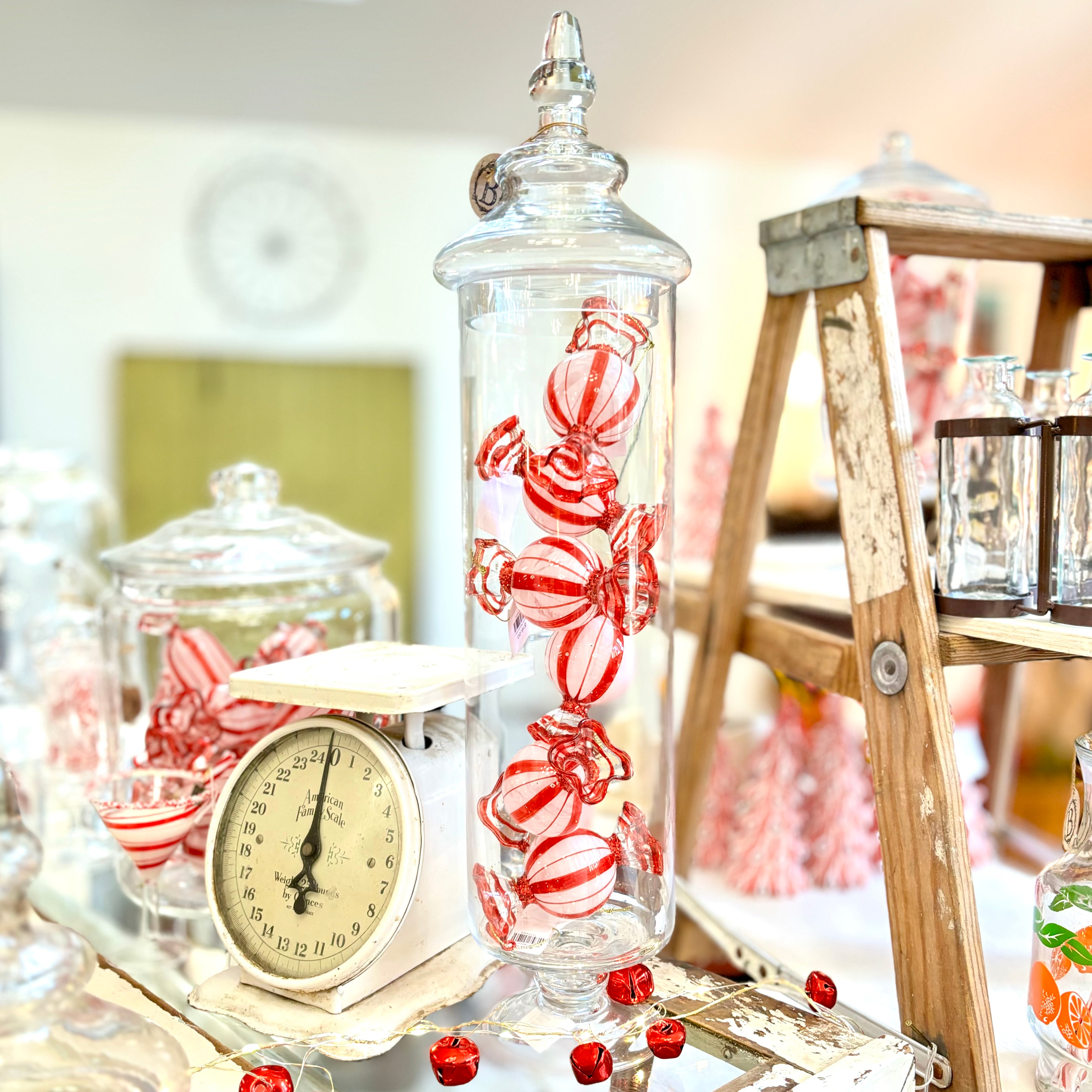 Round Peppermint Glass Candy Ornament