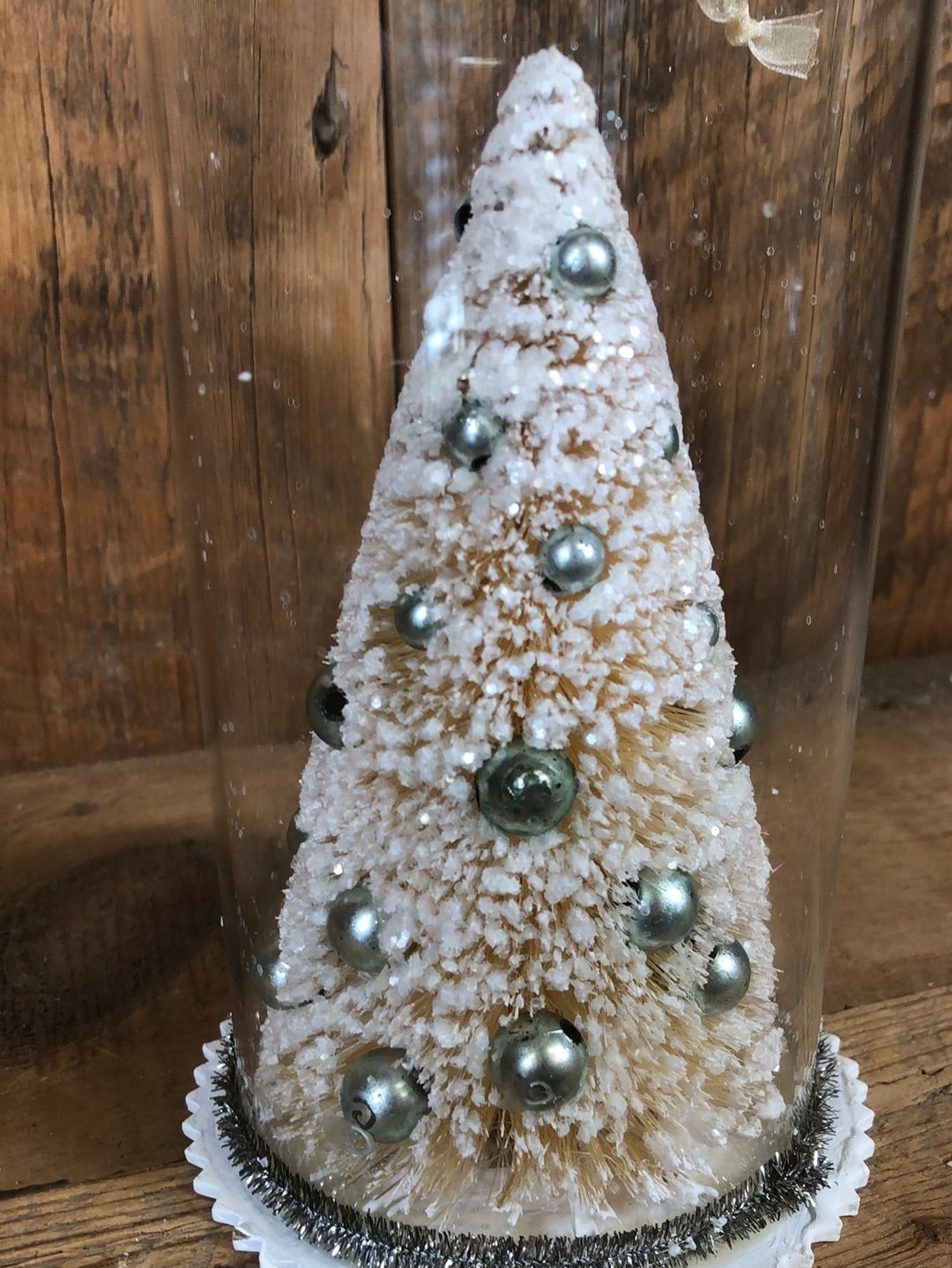Large Bottle Brush Tree in Glass Dome Ornament