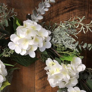 Garden Cut White Hydrangea Wreath