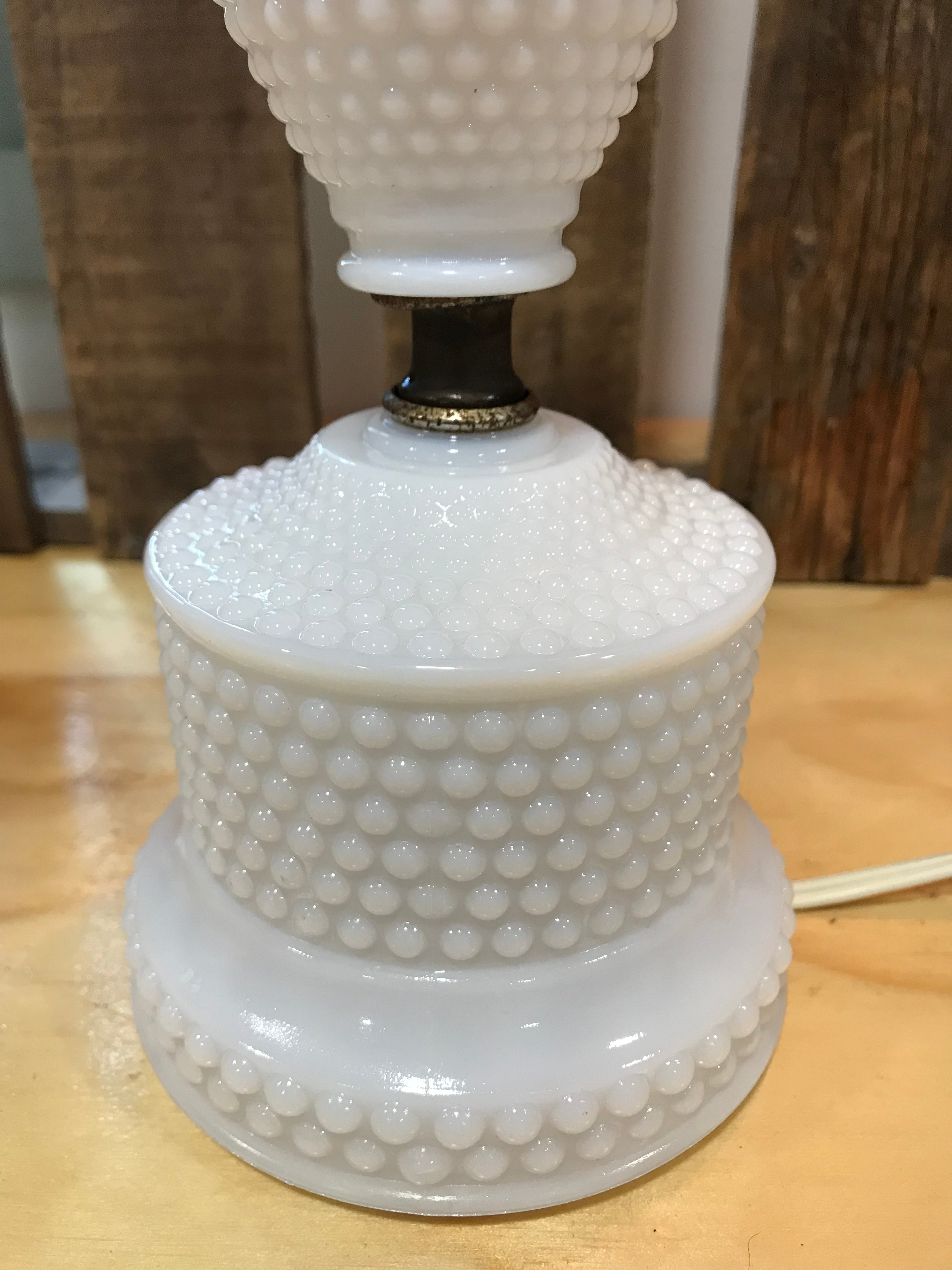 Vintage Milk Glass Hobnail Lamp