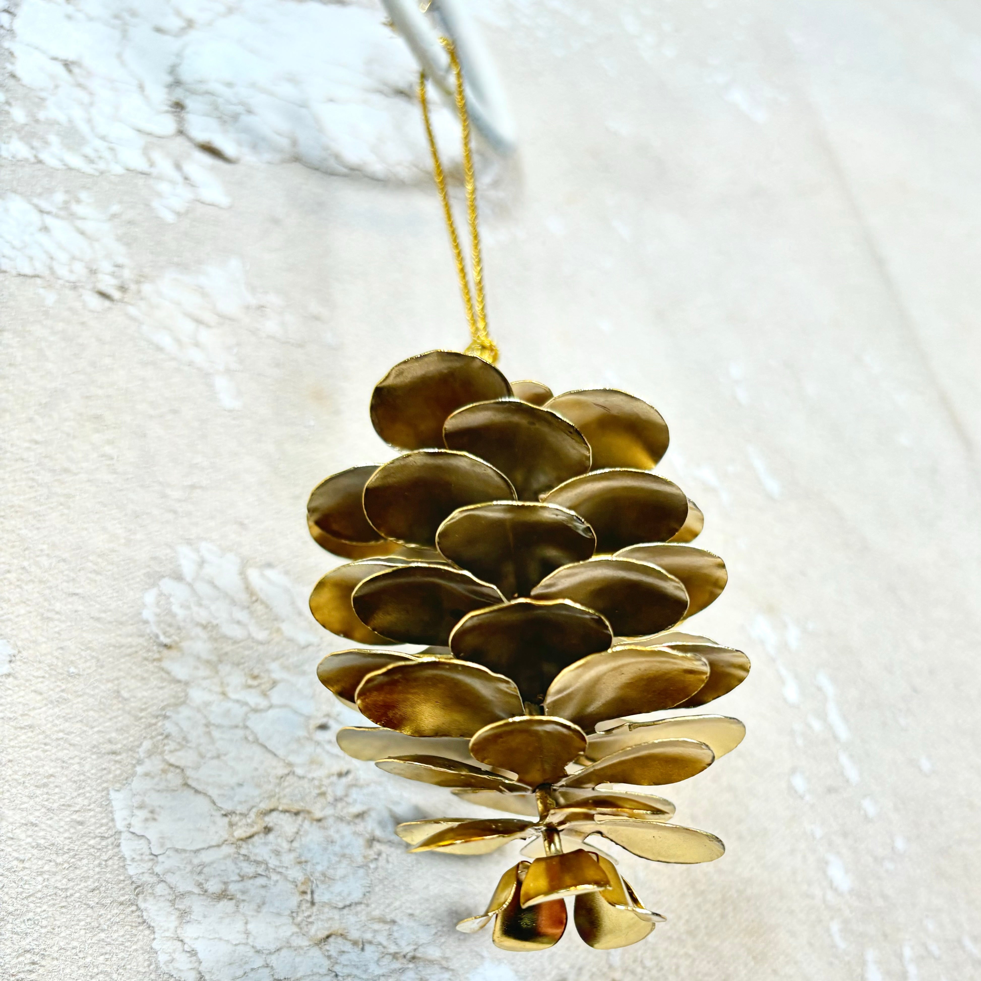 Wide Pine Cone Gold Iron Ornament