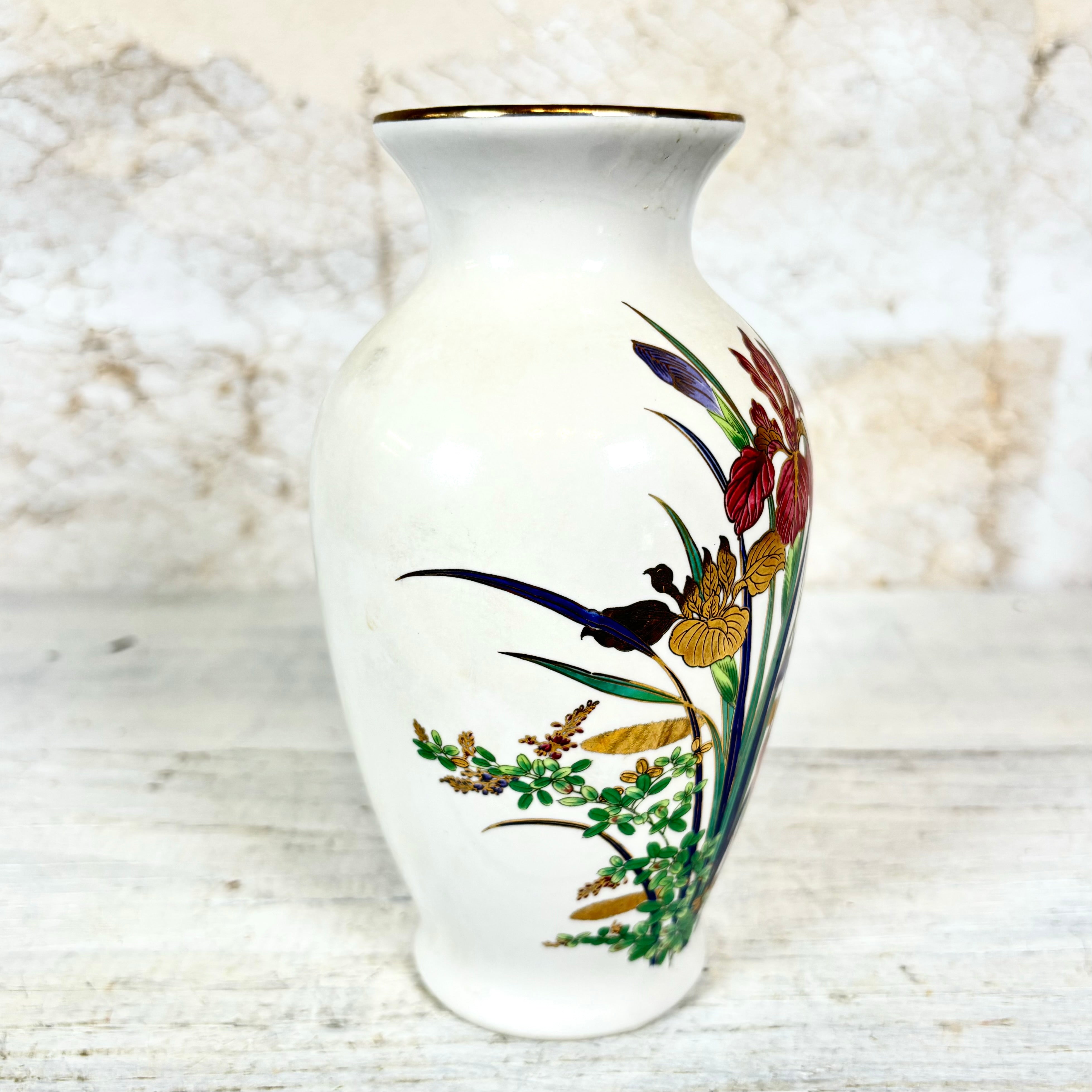 Vintage Iris Japanese Vase