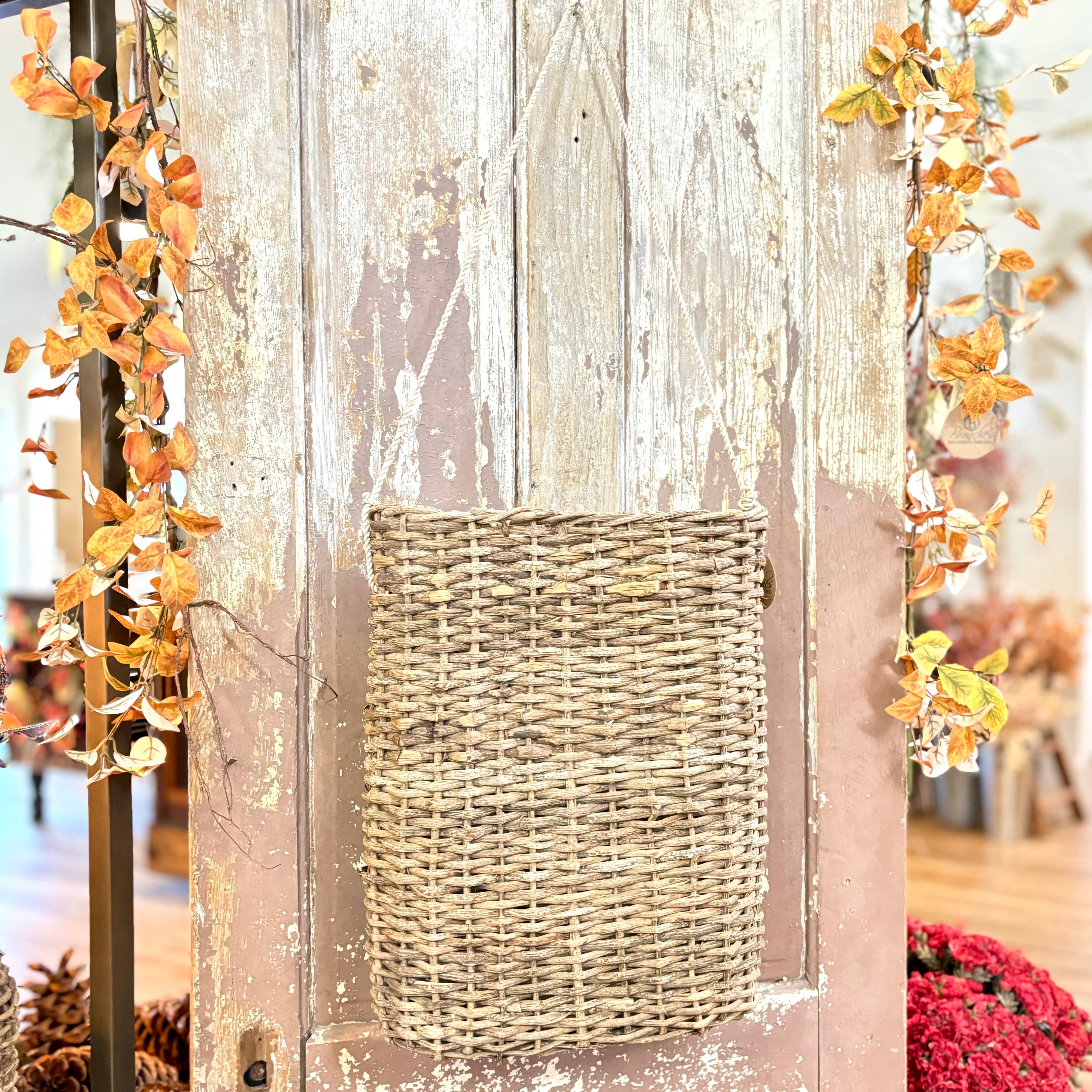 Basket Woven Square with Rope Hanger