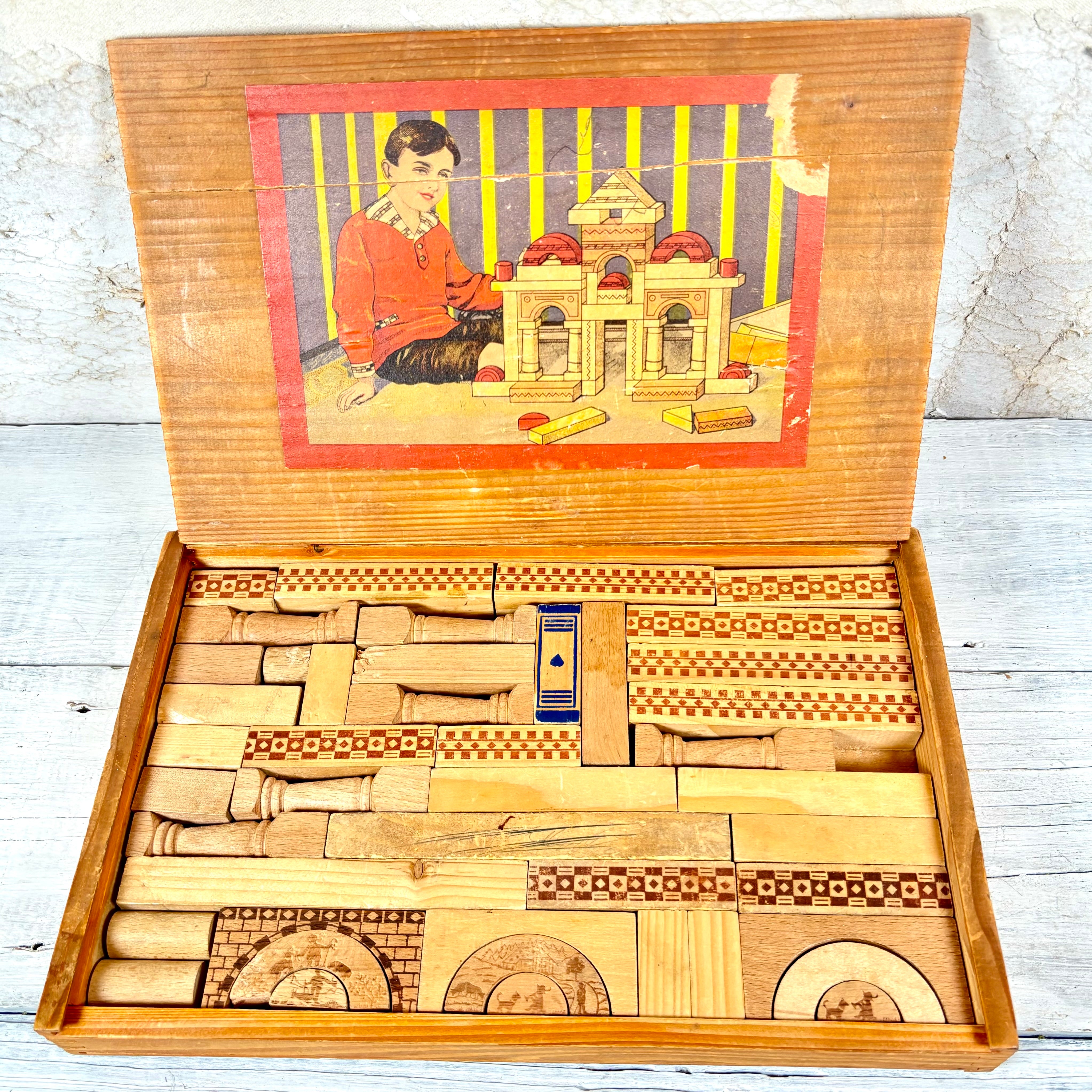 Vintage Kids Building Blocks Toy Architect Set