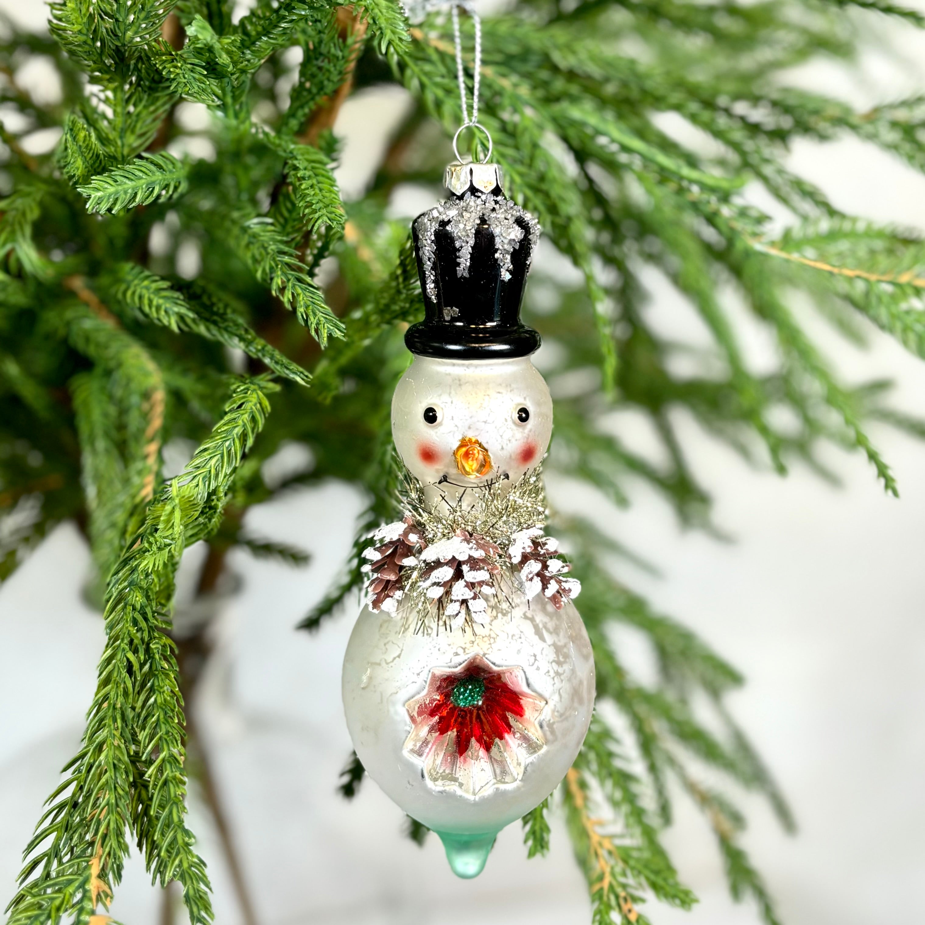 Mercury Glass Snowman Ornament Large