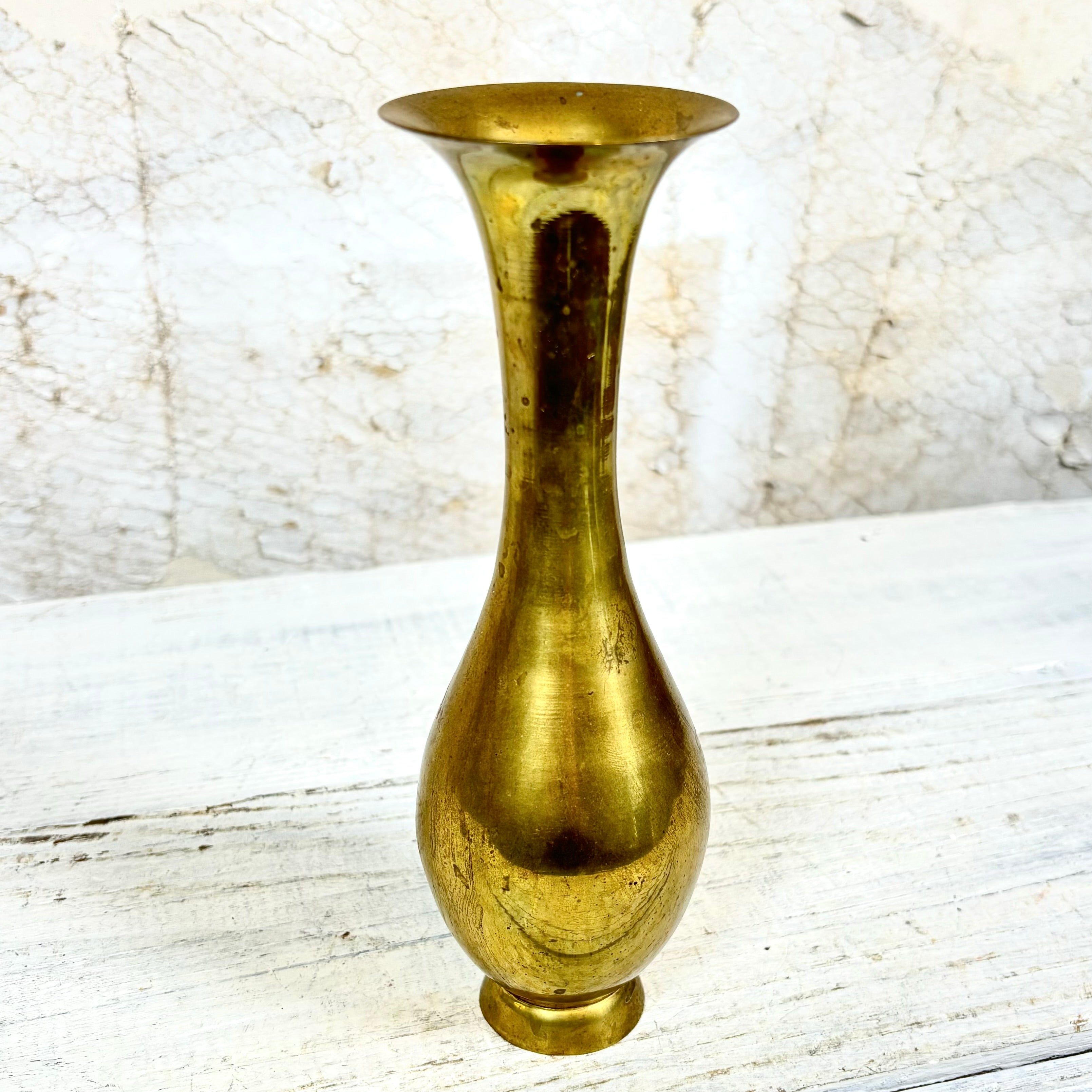 Antique Small Brass Vase with Patina