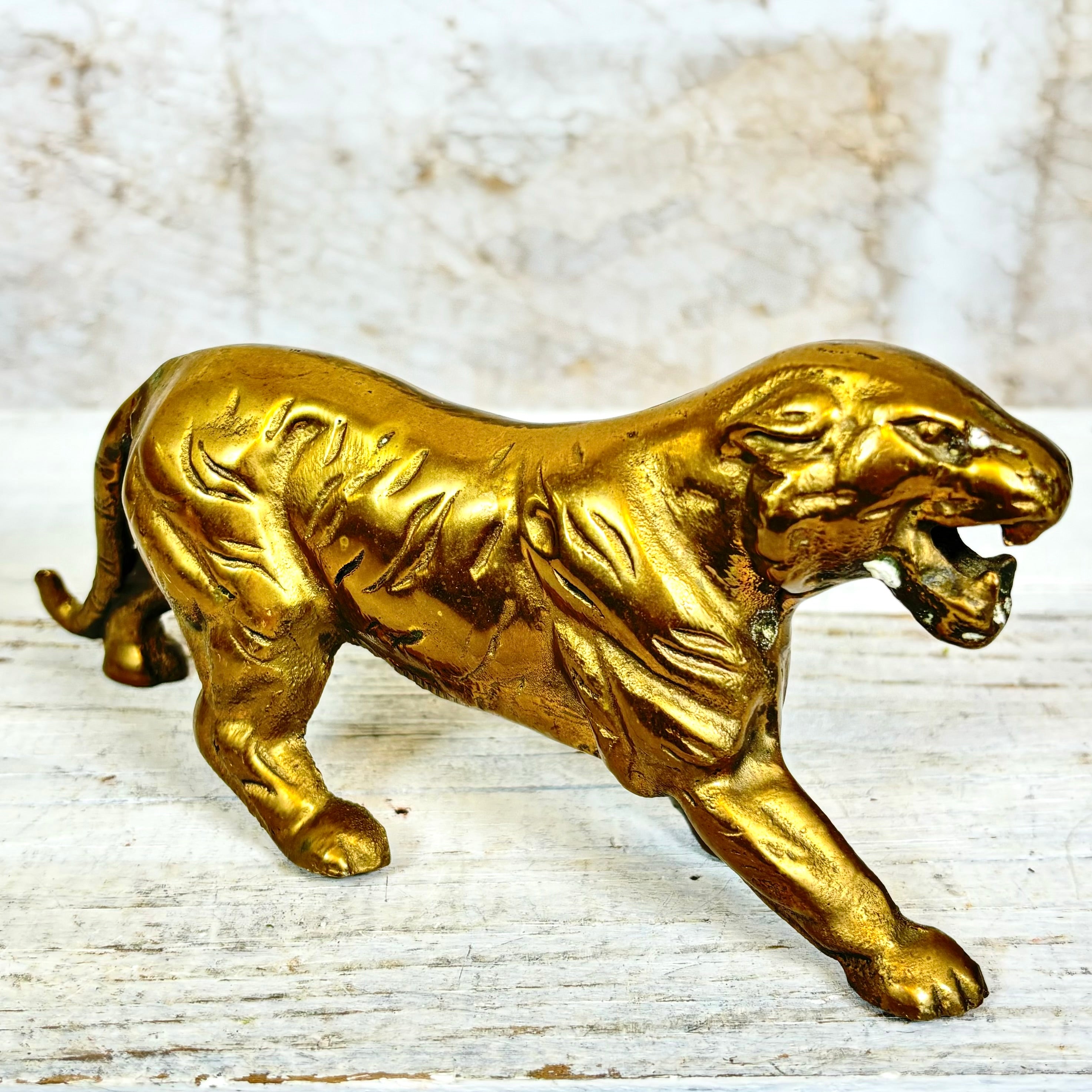 Vintage Brass Tiger Figurine