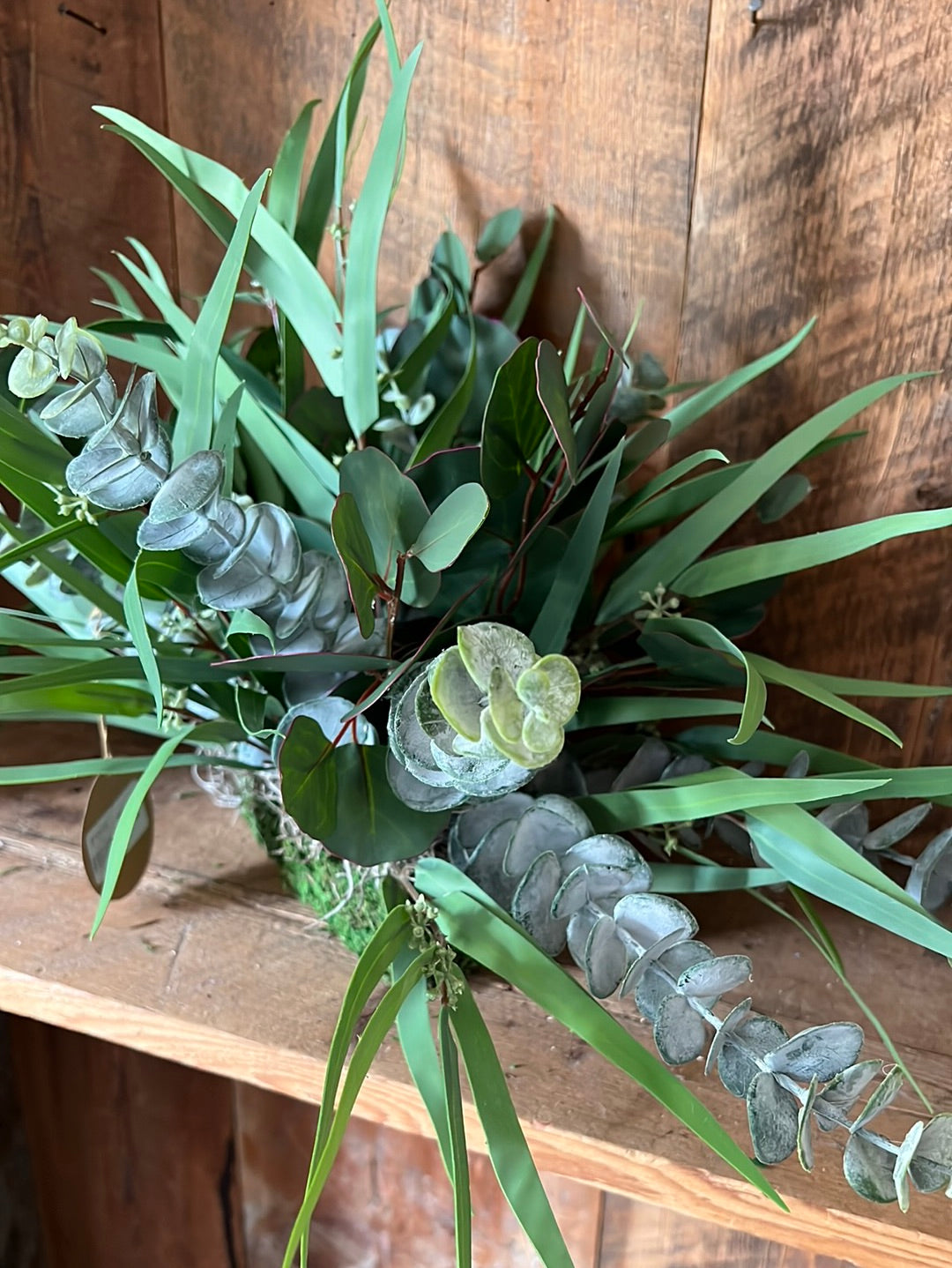 Faux Real Eucalyptus Blend Elongated Centerpiece Drop In