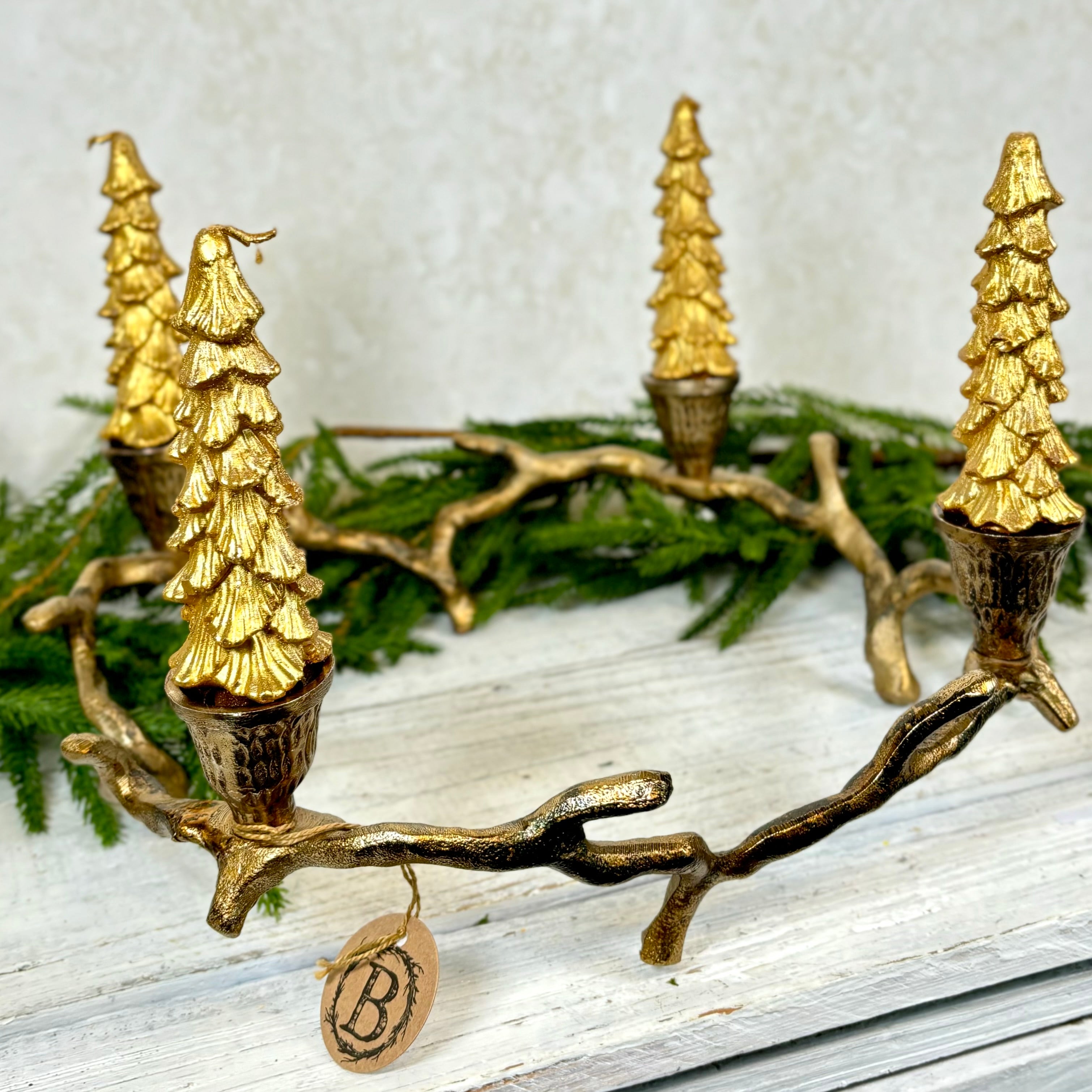 Aluminum Antique Gold Twig Advent Taper Holder