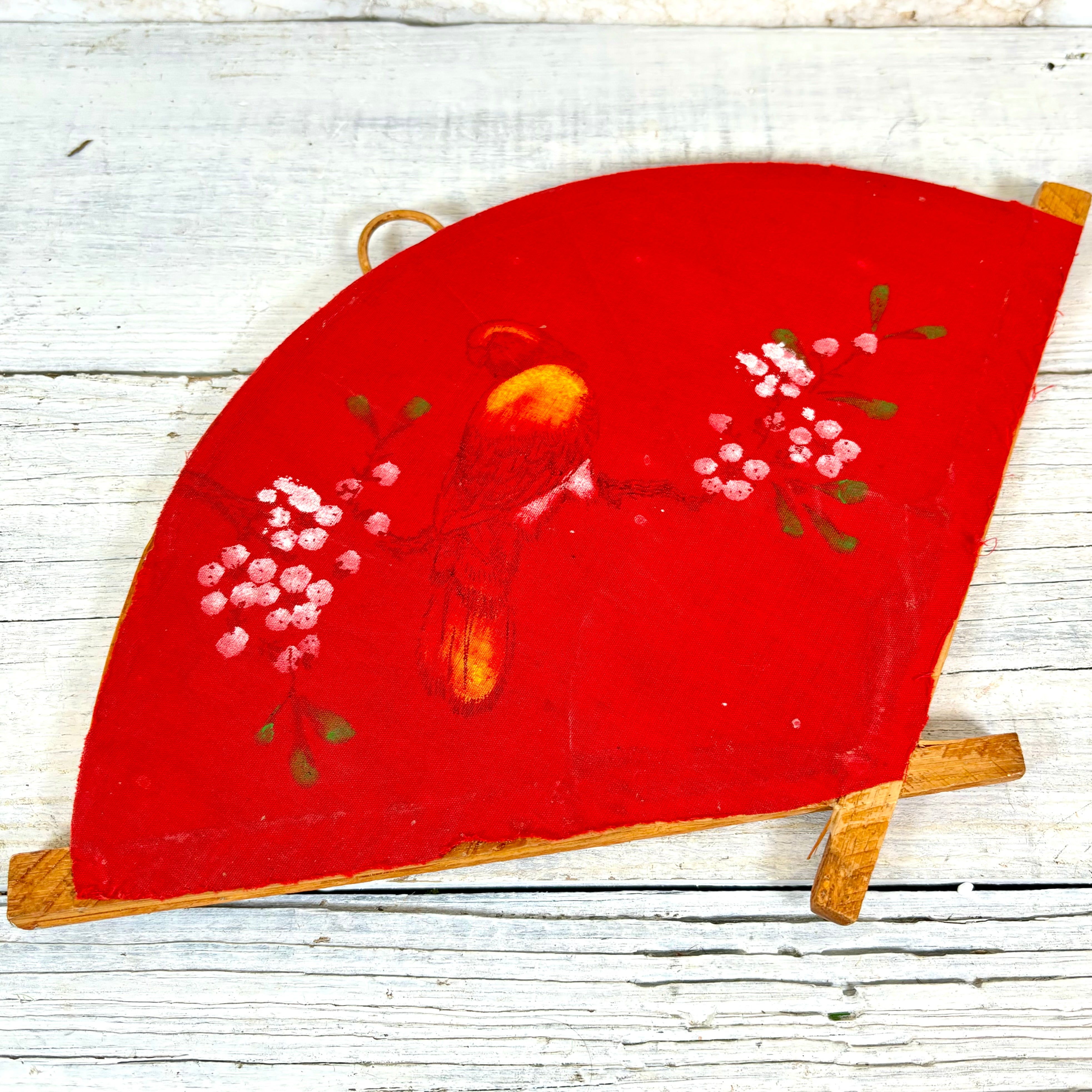 Vintage Painted Red Fan