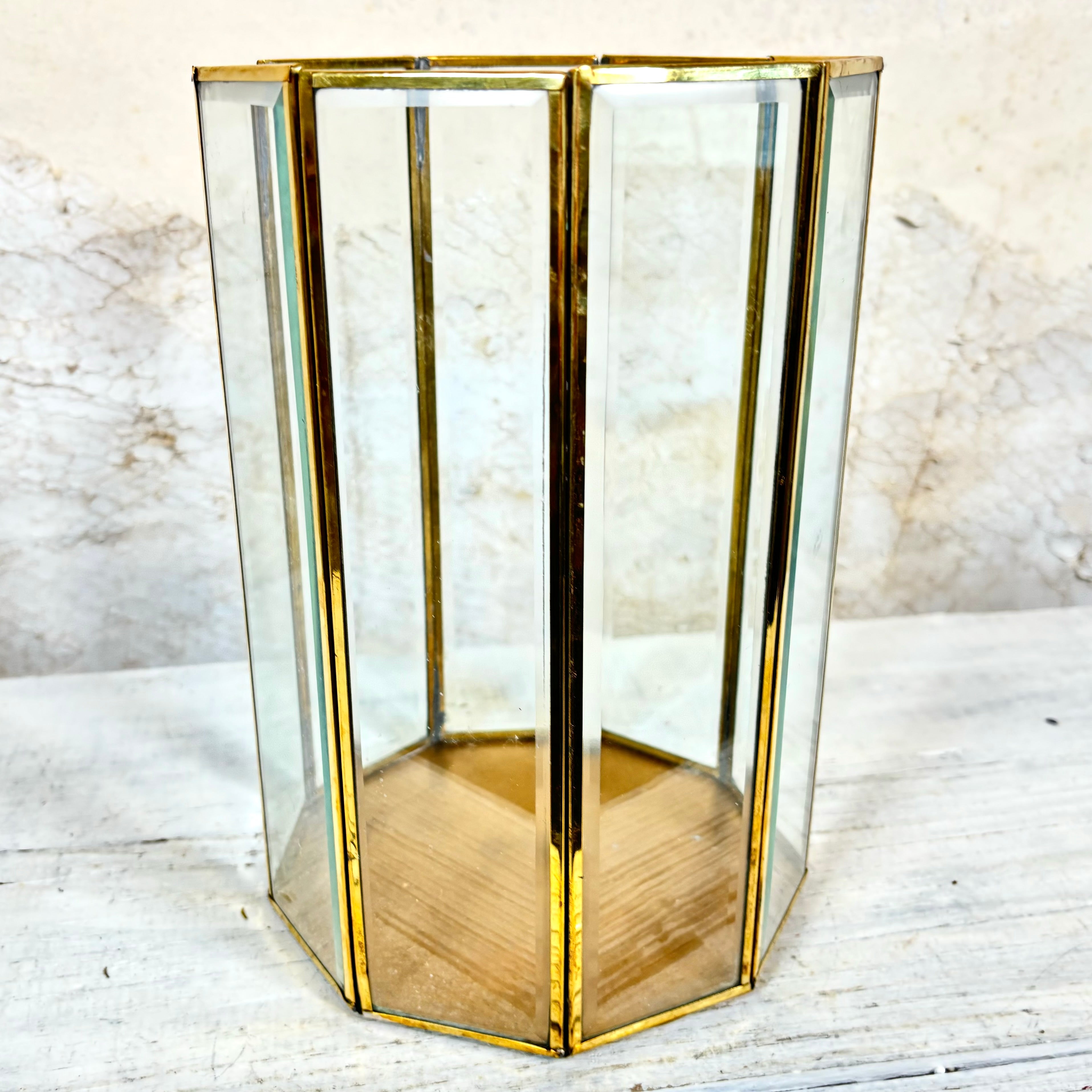 Glass Metal Vase Nine Sided Large