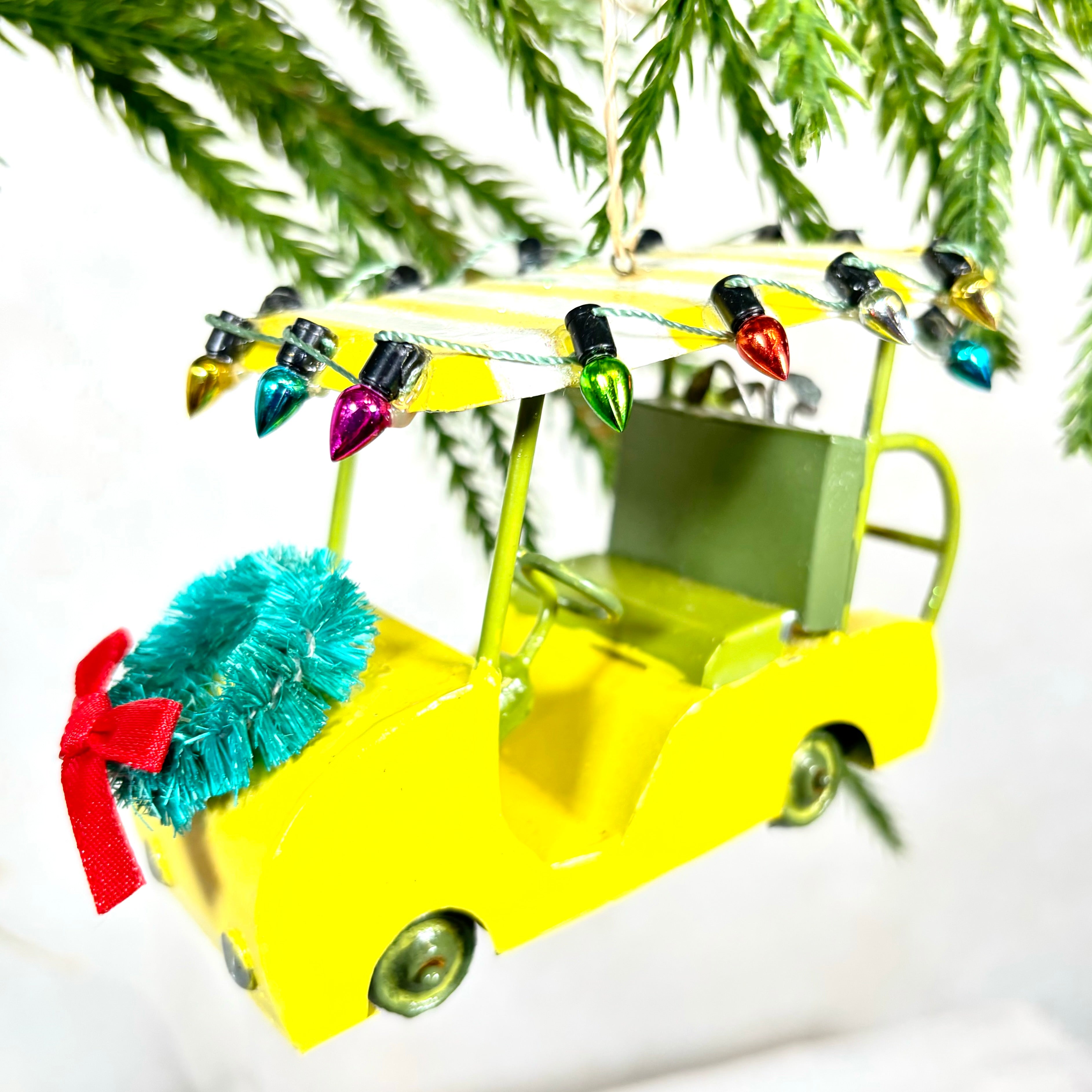 Vintage Golf Cart Metal Ornament