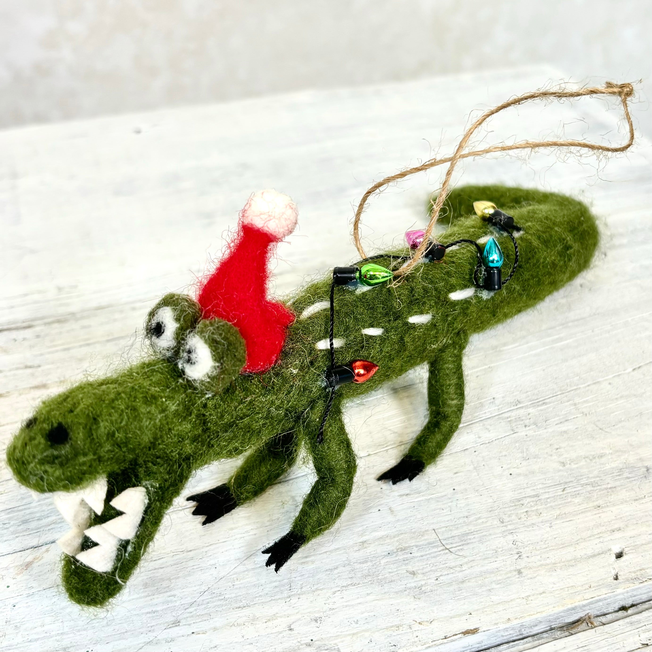 Felt Alligator with Santa Hat