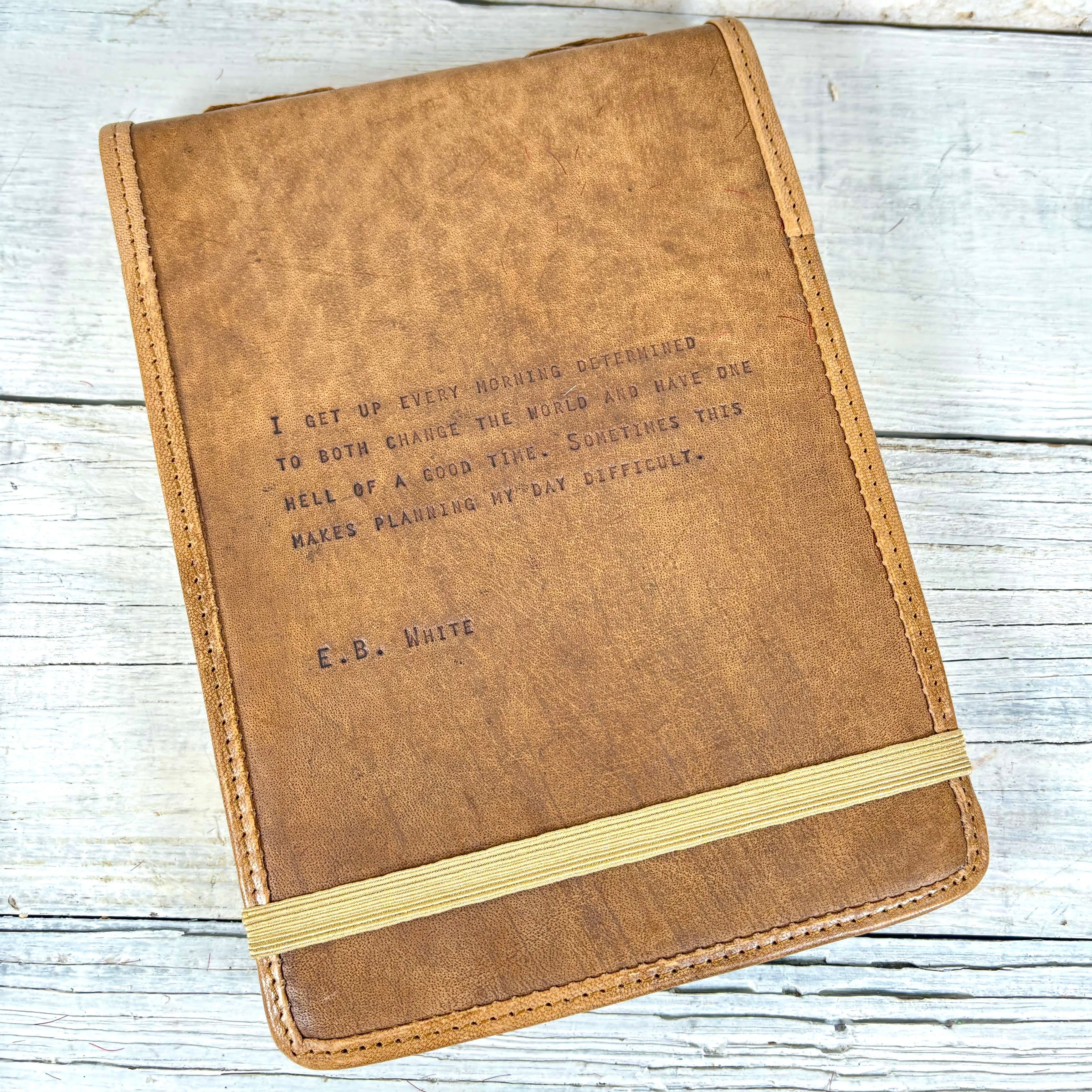 Large E.B. White Hand-Stamped Leather Journal