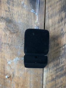 Diamond Engagement Ring in Black Velvet Box Glass Ornament