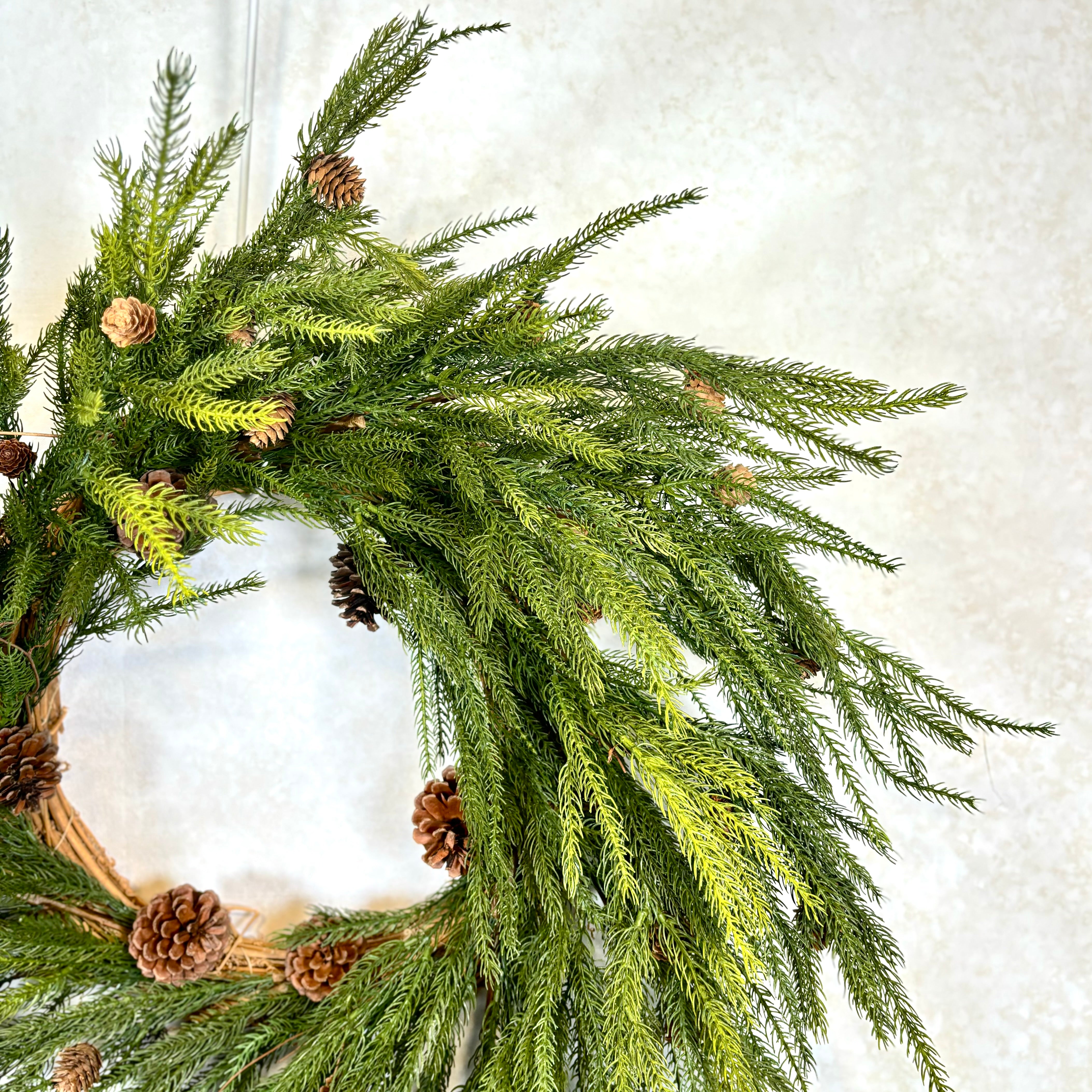 32"D Cypress Wreath with Pinecones