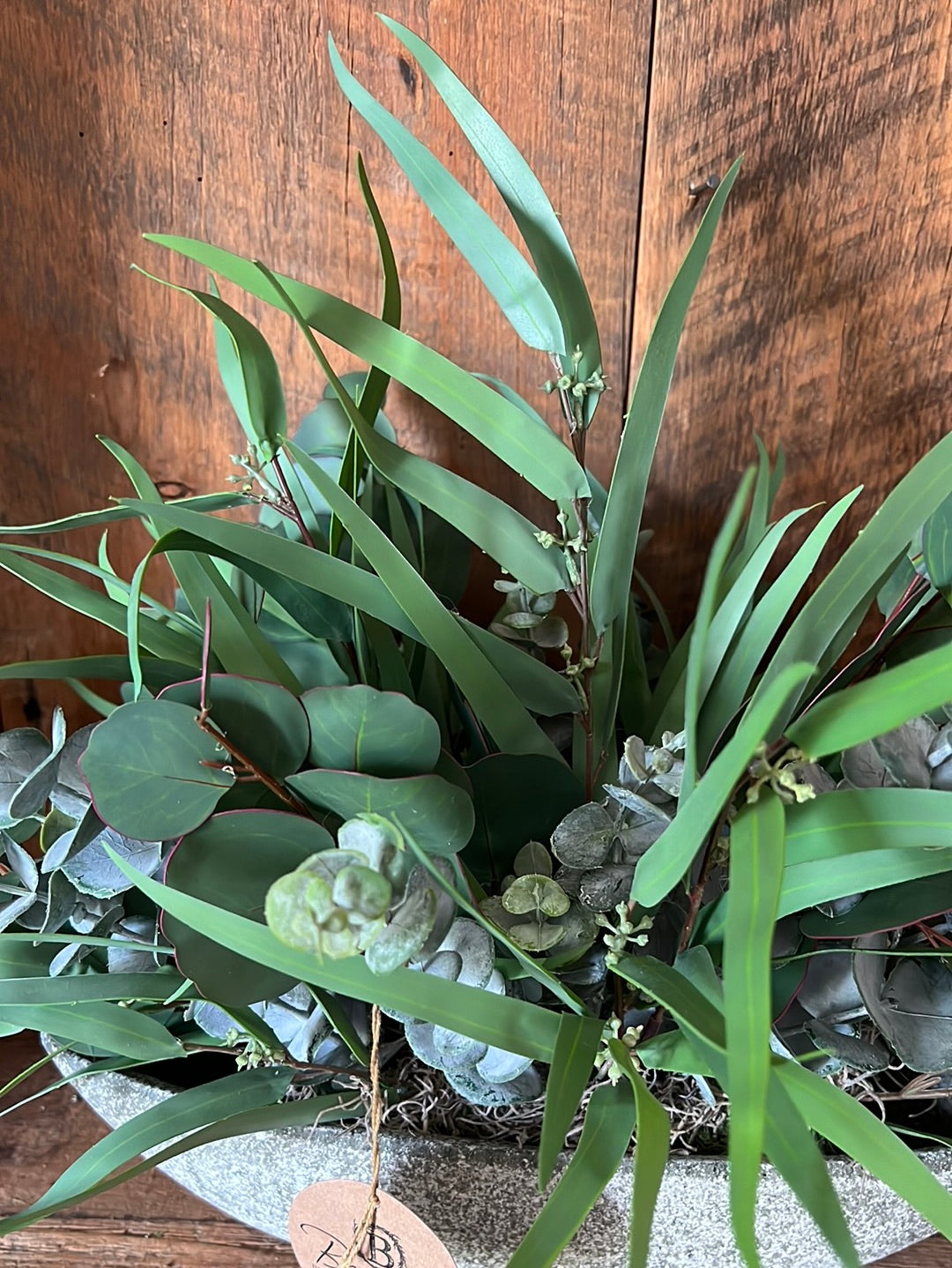 Faux Real Eucalyptus Blend Elongated Centerpiece Drop In