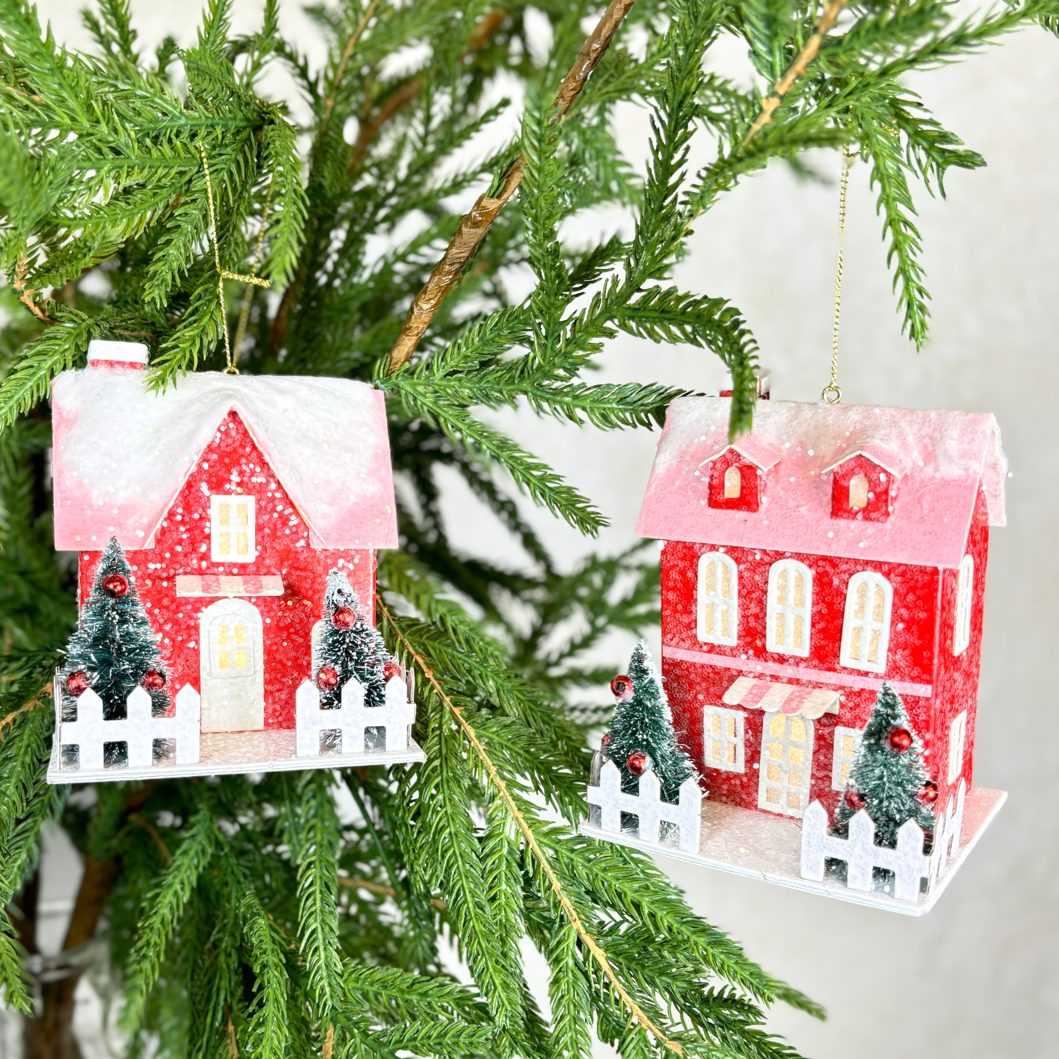 Cardboard LED One Story House Ornament