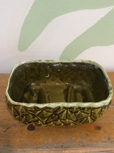 Green Mid Century Modern Patterned Footed Planter