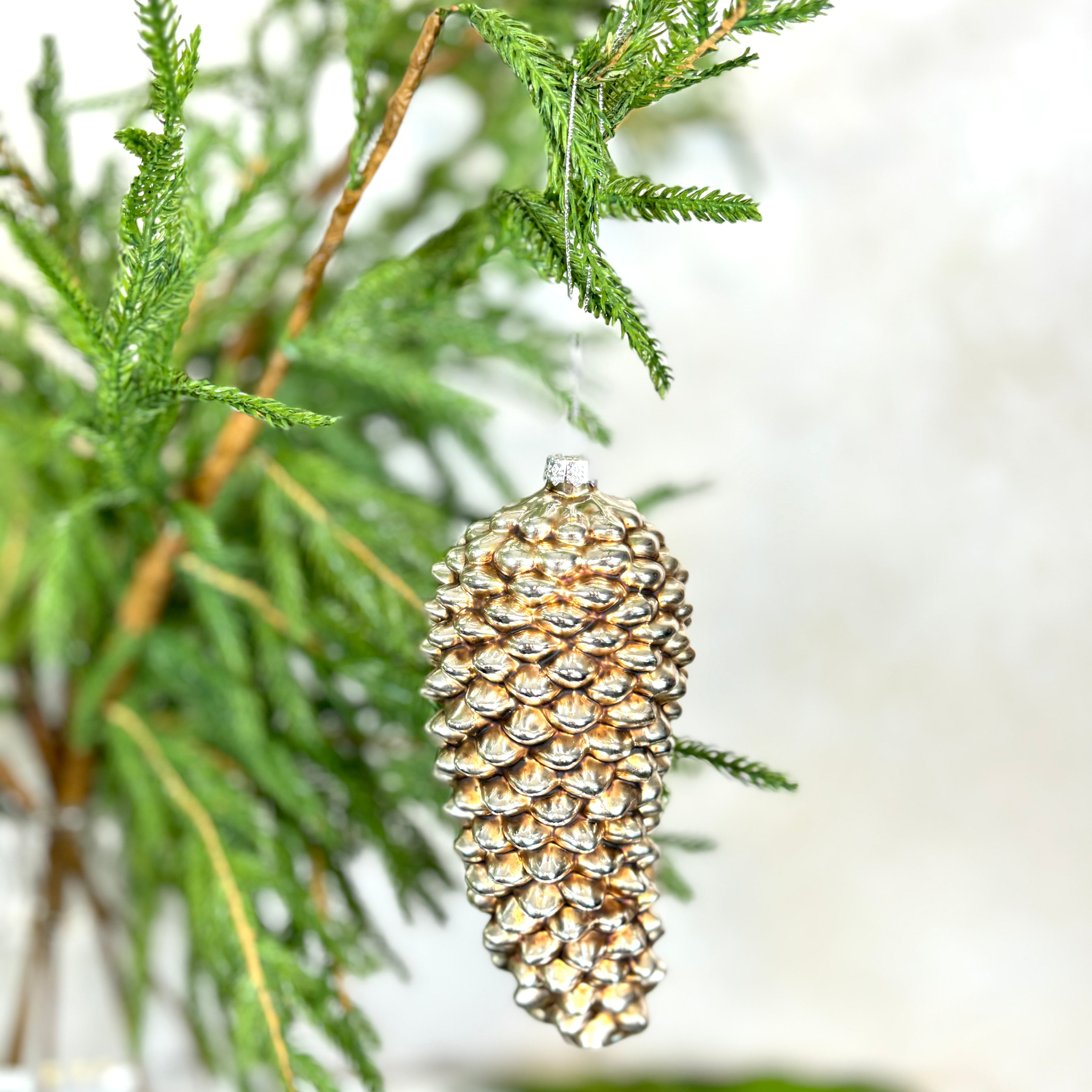 Antiqued Silver Pinecone Ornament