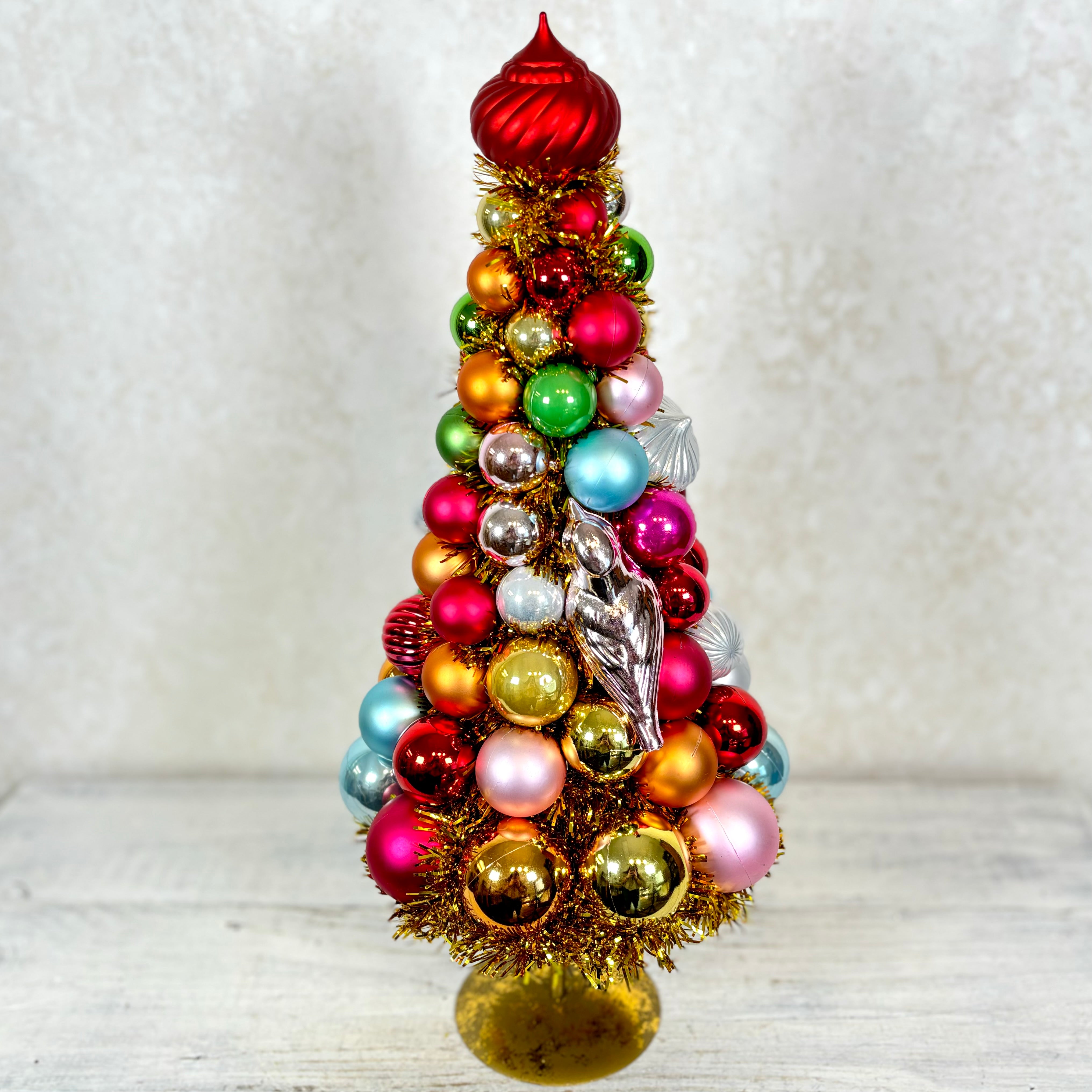 Medium Retro Ornament Tree on Pedestal