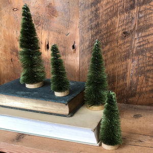 Boxed Set of Four Green Bottle Brush Trees